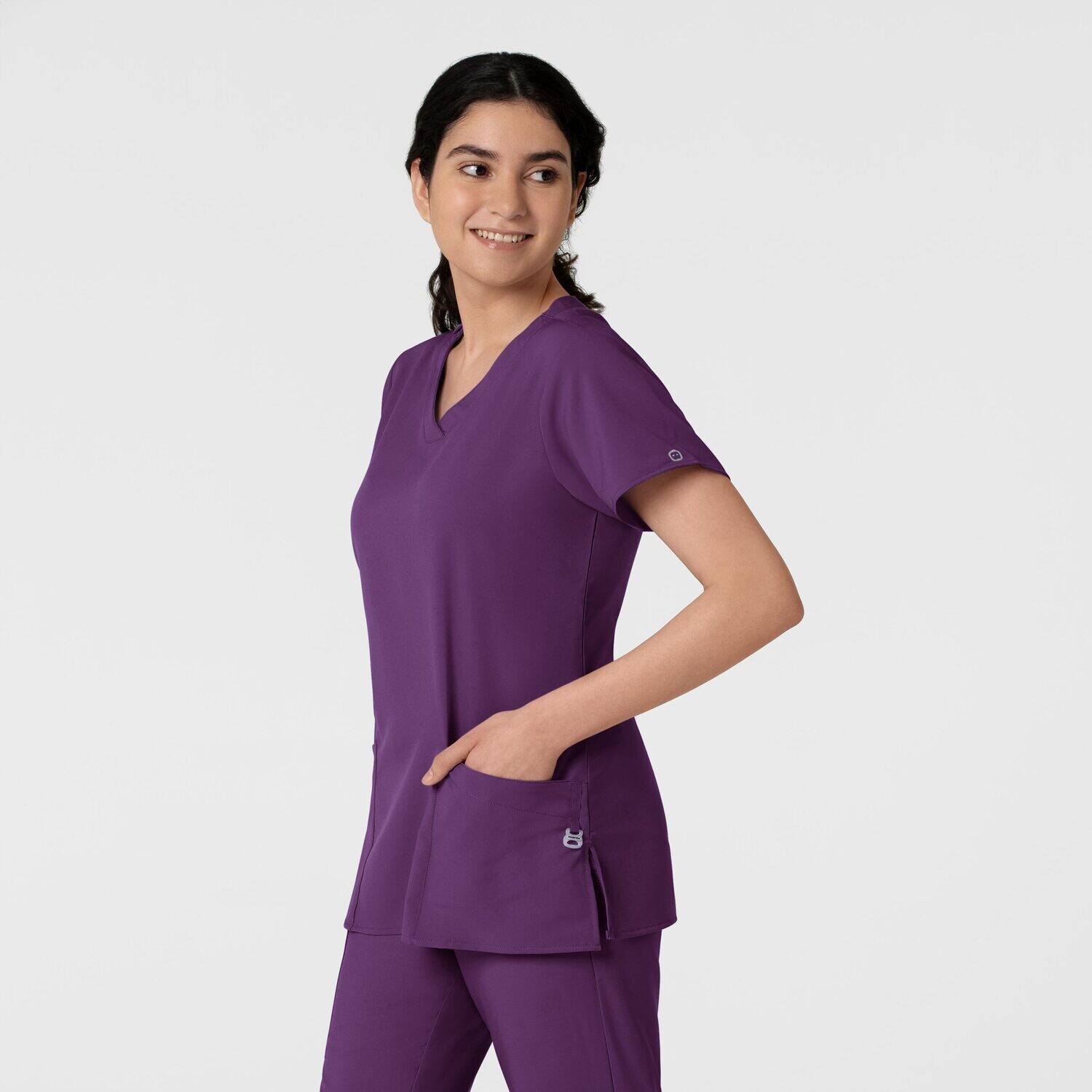 Casacca donna 6255 scollo a V eggplant