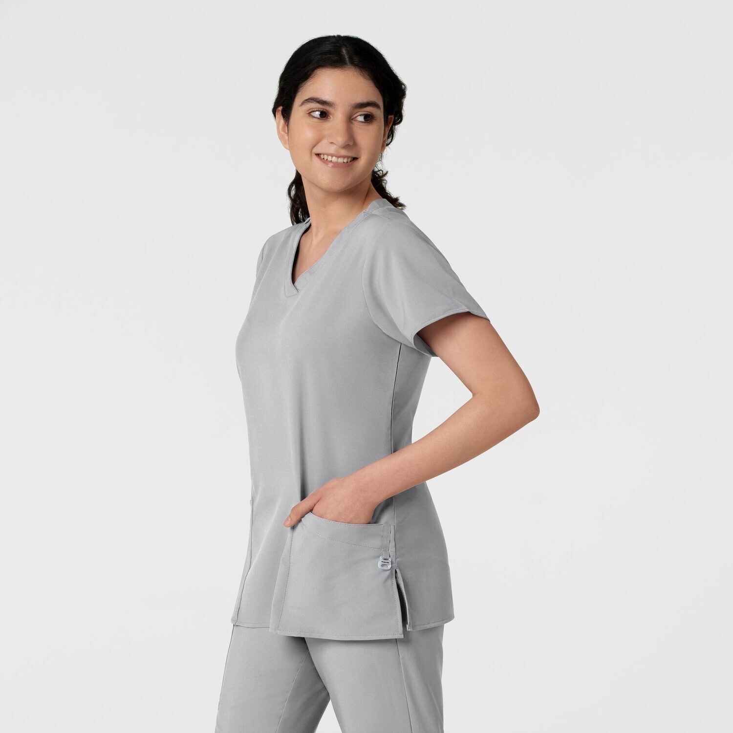 Casacca donna 6255 scollo a V grey