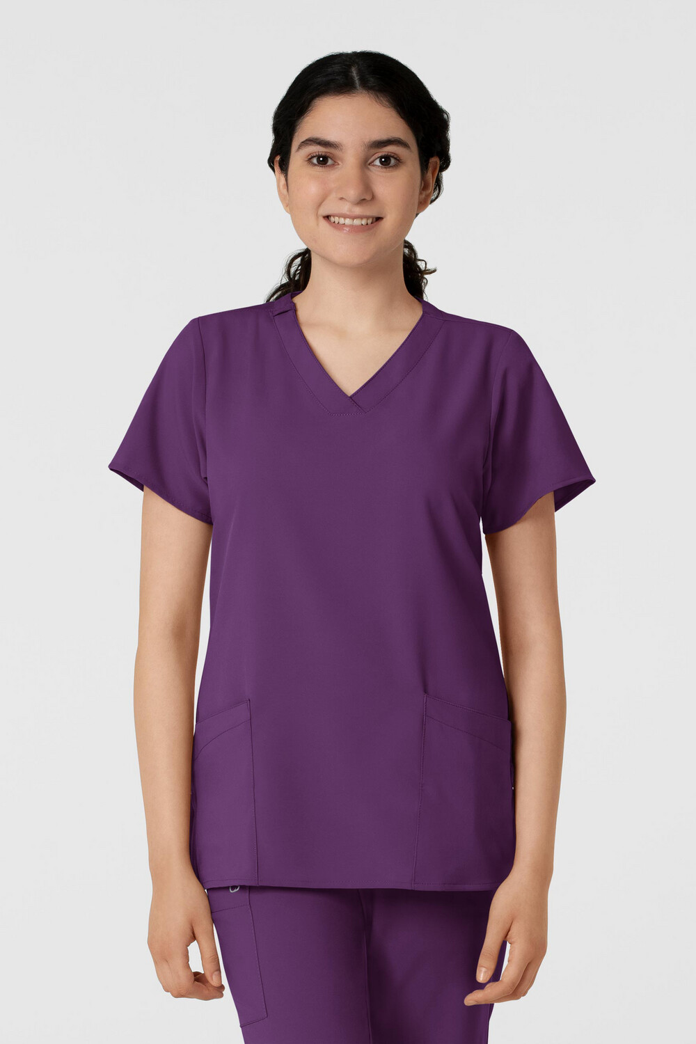 Casacca donna 6255 scollo a V eggplant