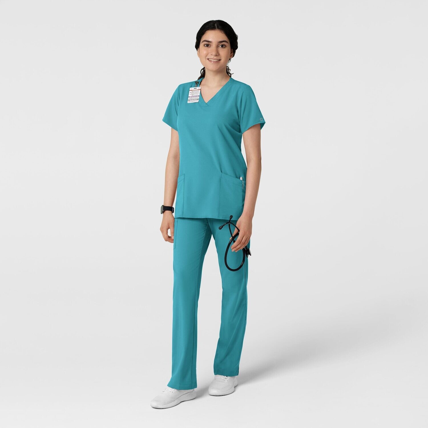 Casacca donna 6255 scollo a V teal blue