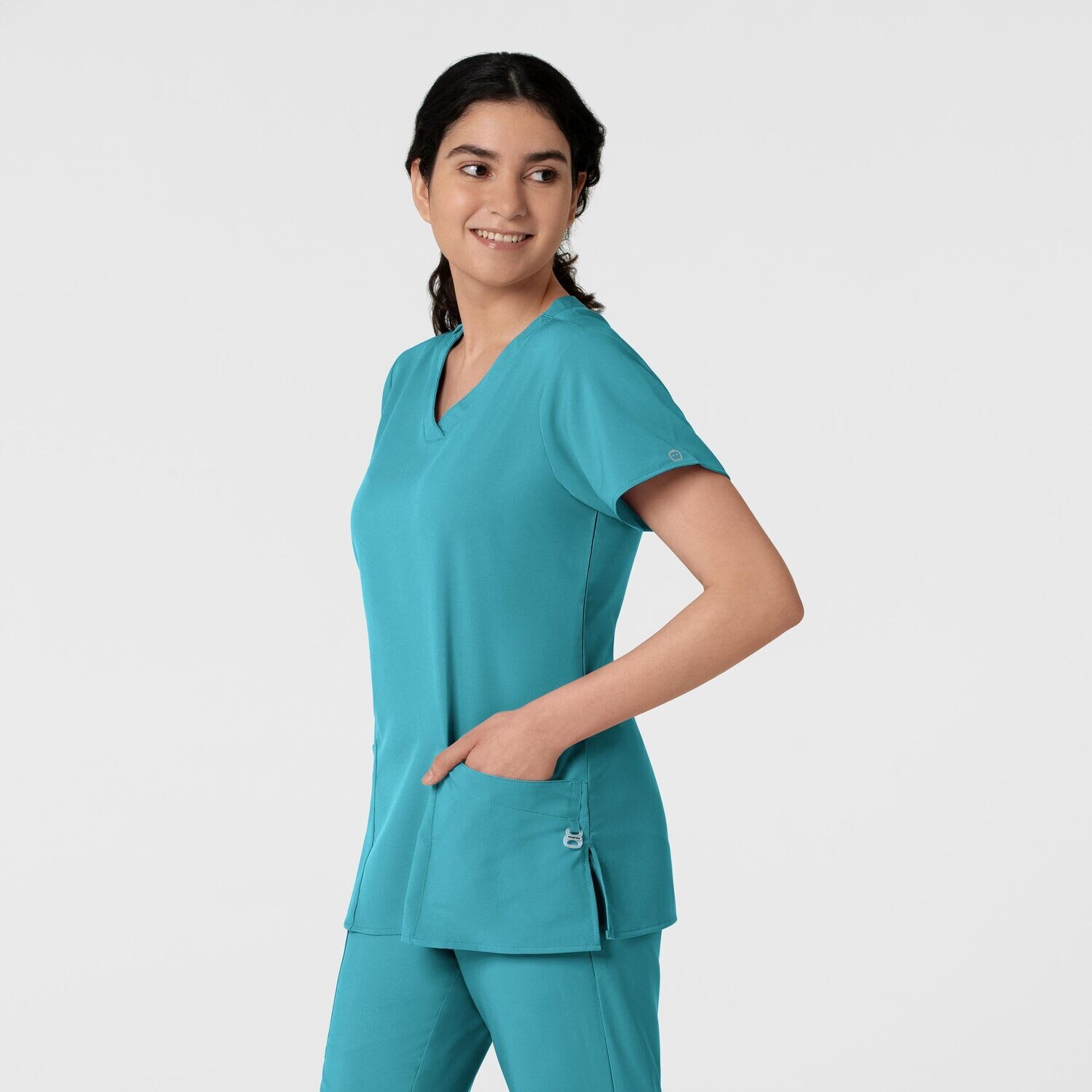 Casacca donna 6255 scollo a V teal blue