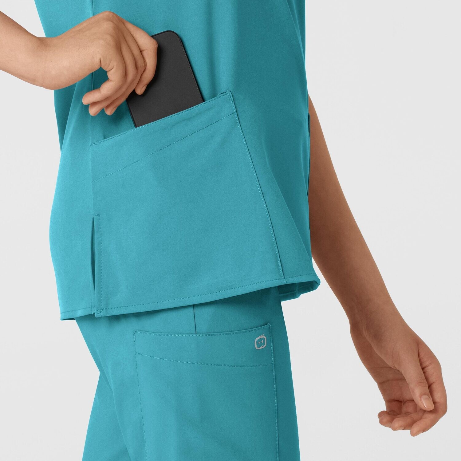 Casacca donna 6255 scollo a V teal blue