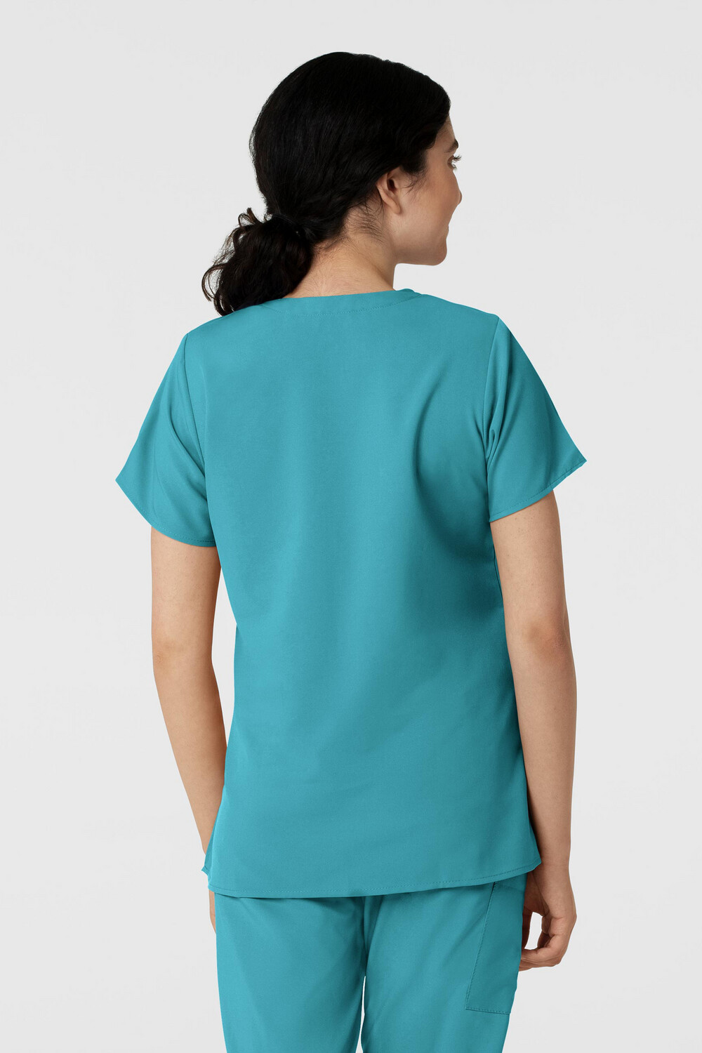 Casacca donna 6255 scollo a V teal blue