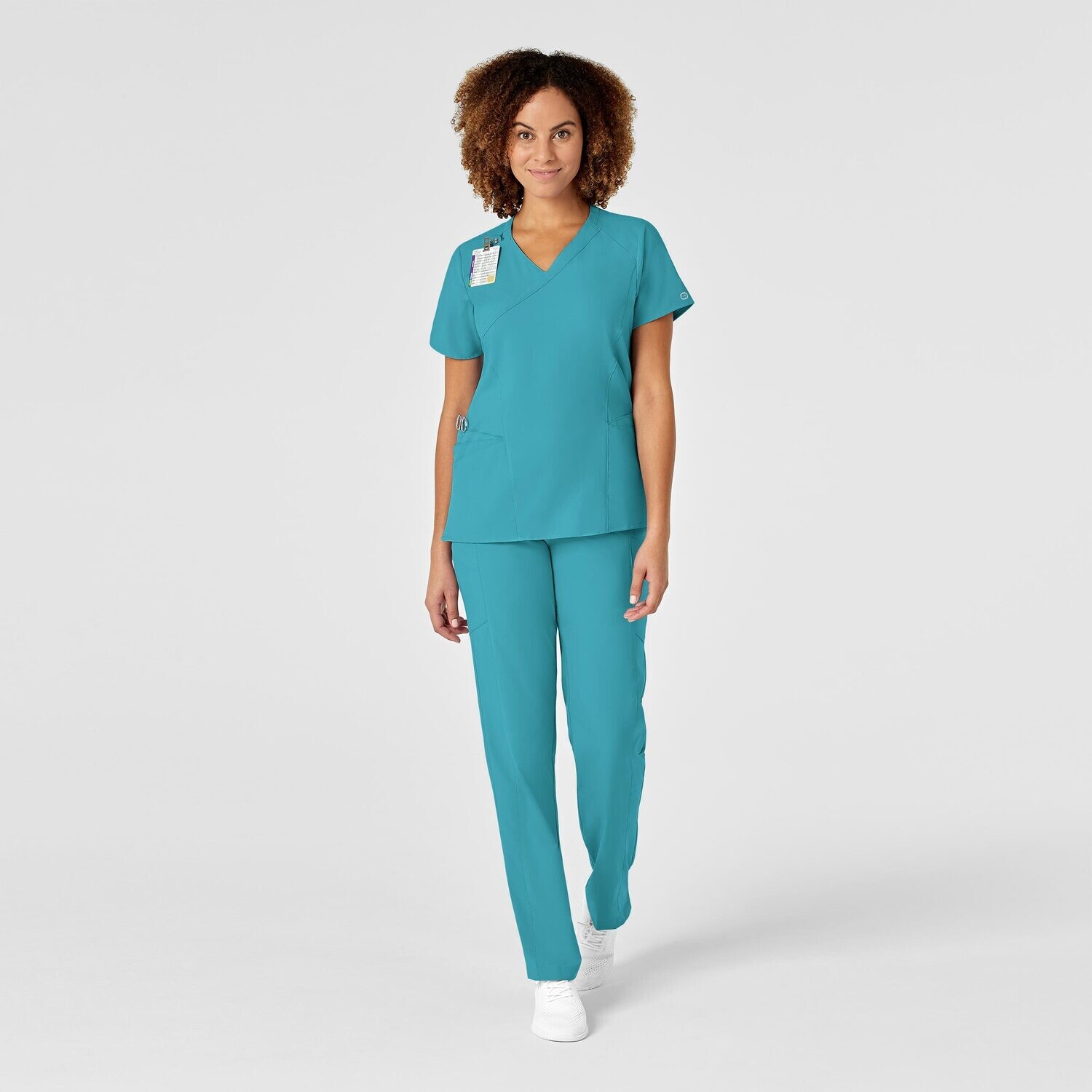 Casacca donna 6455 scollo a Y teal blue