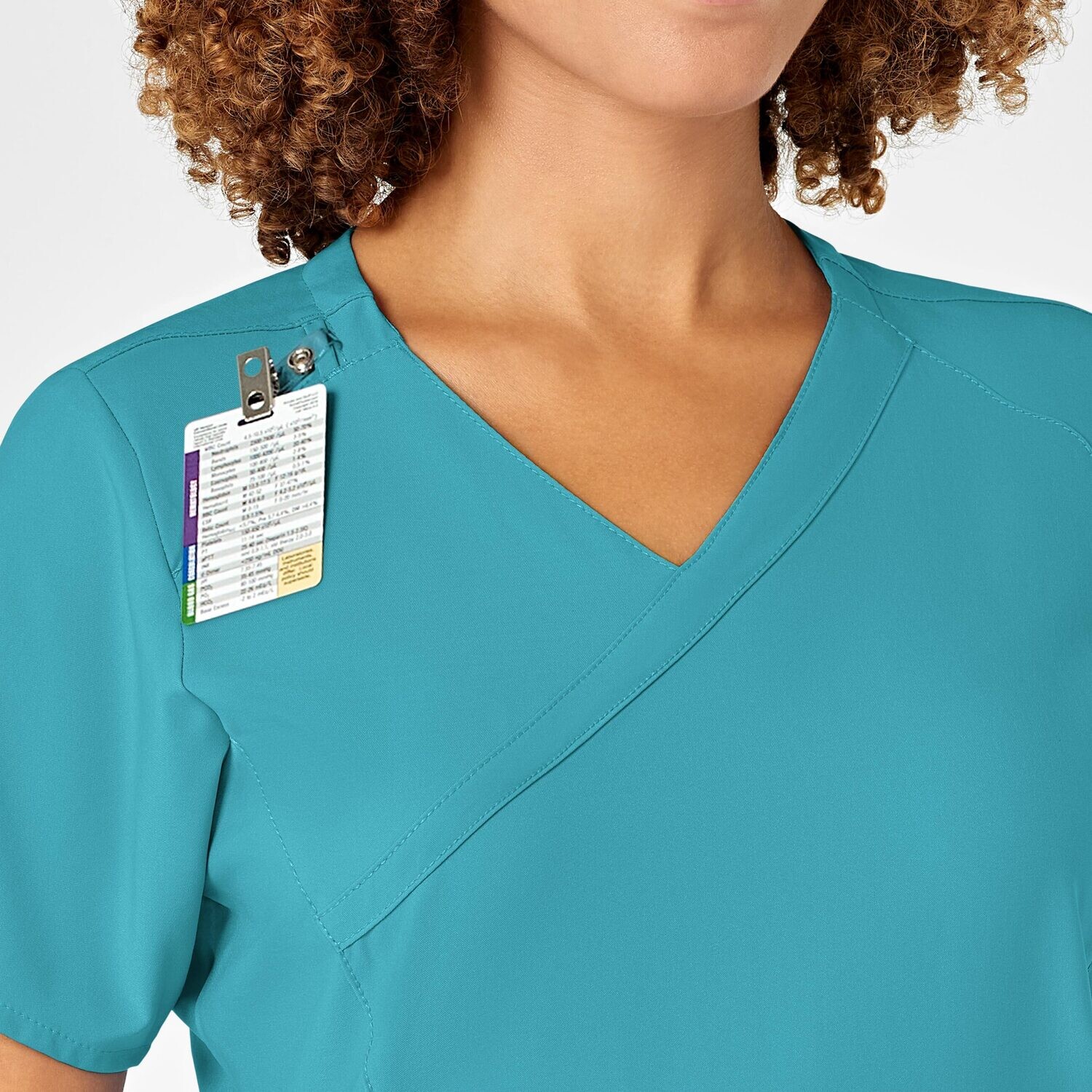 Casacca donna 6455 scollo a Y teal blue