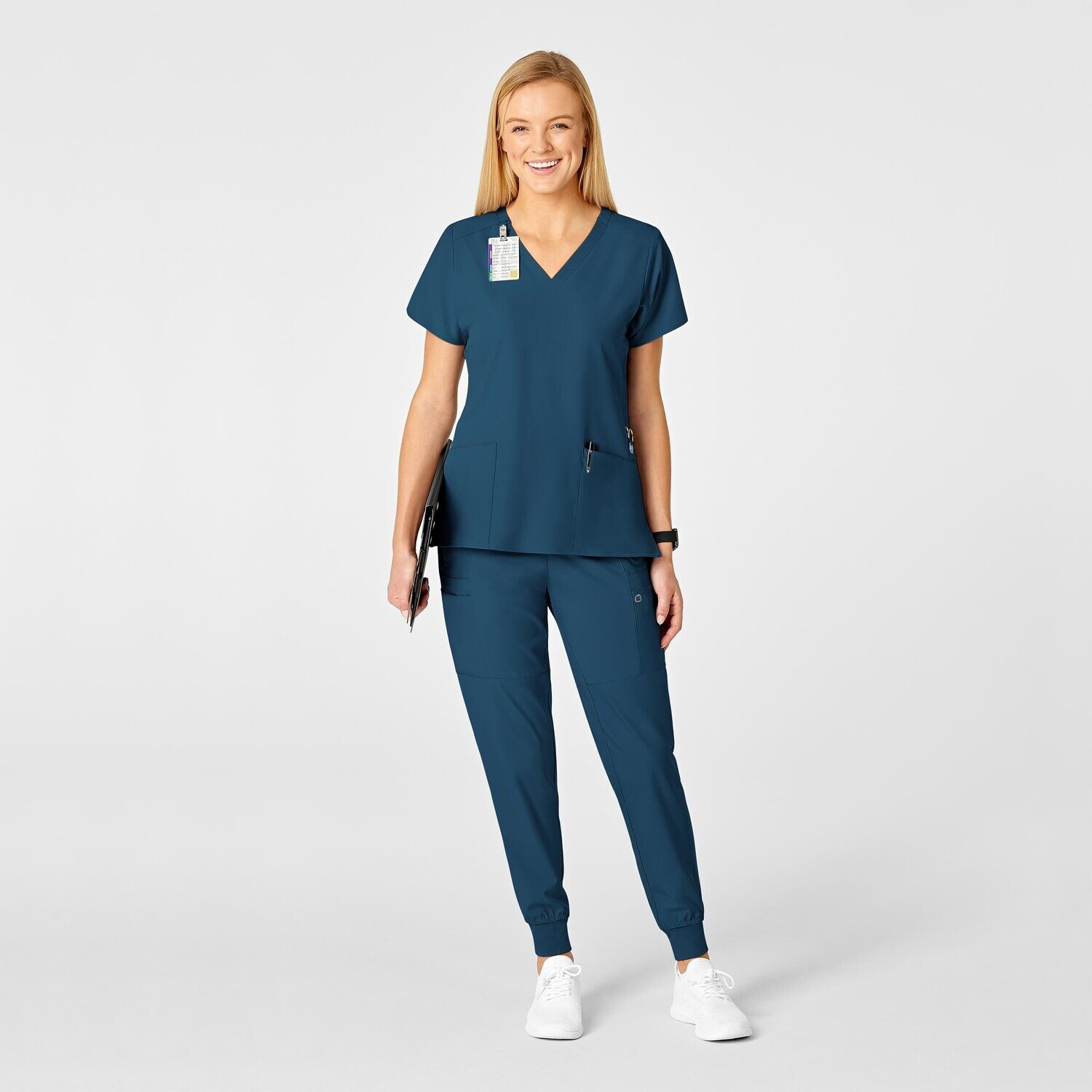 Casacca donna 6555 scollo a V caribbean blue