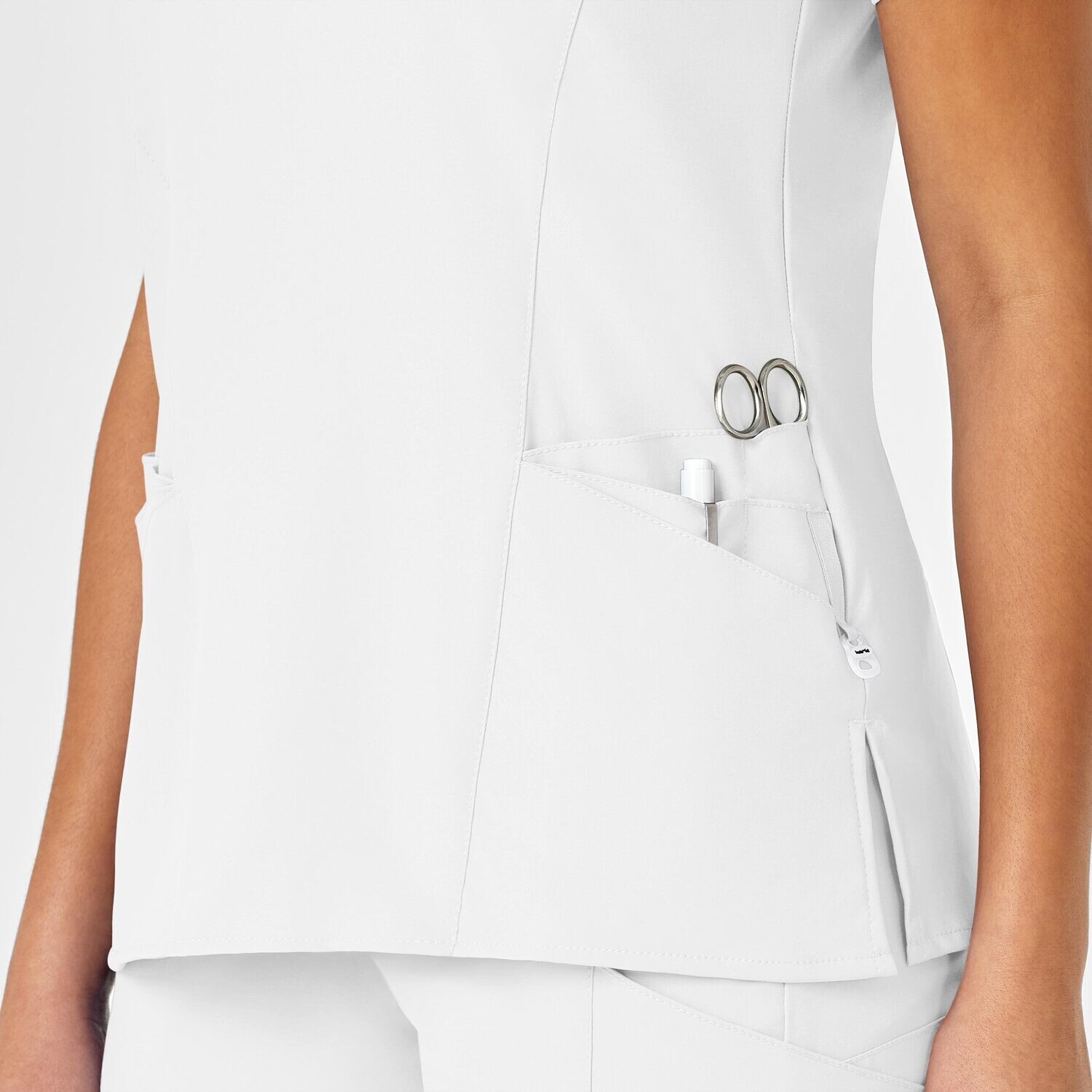 Casacca donna 6455 scollo a Y white