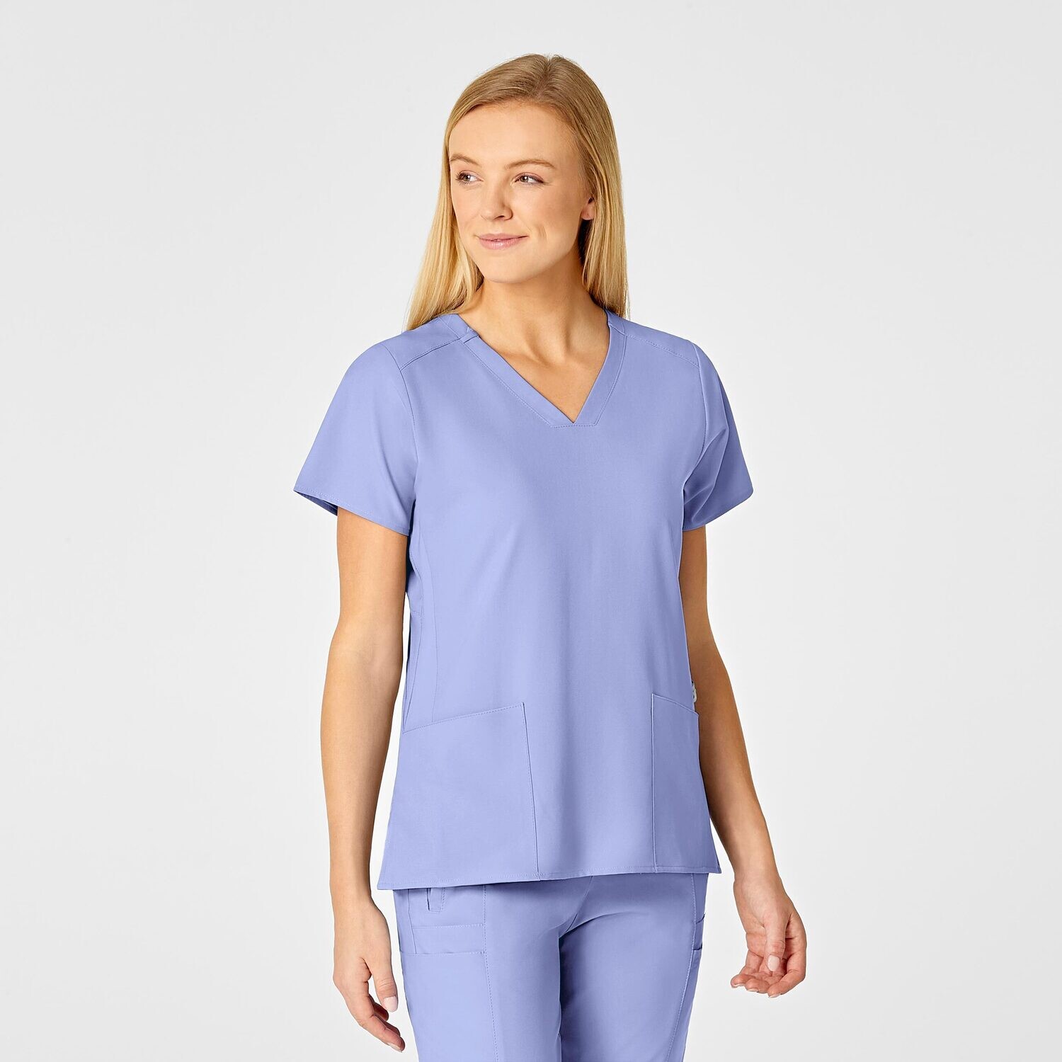 Casacca donna 6555 scollo a V ceil blue