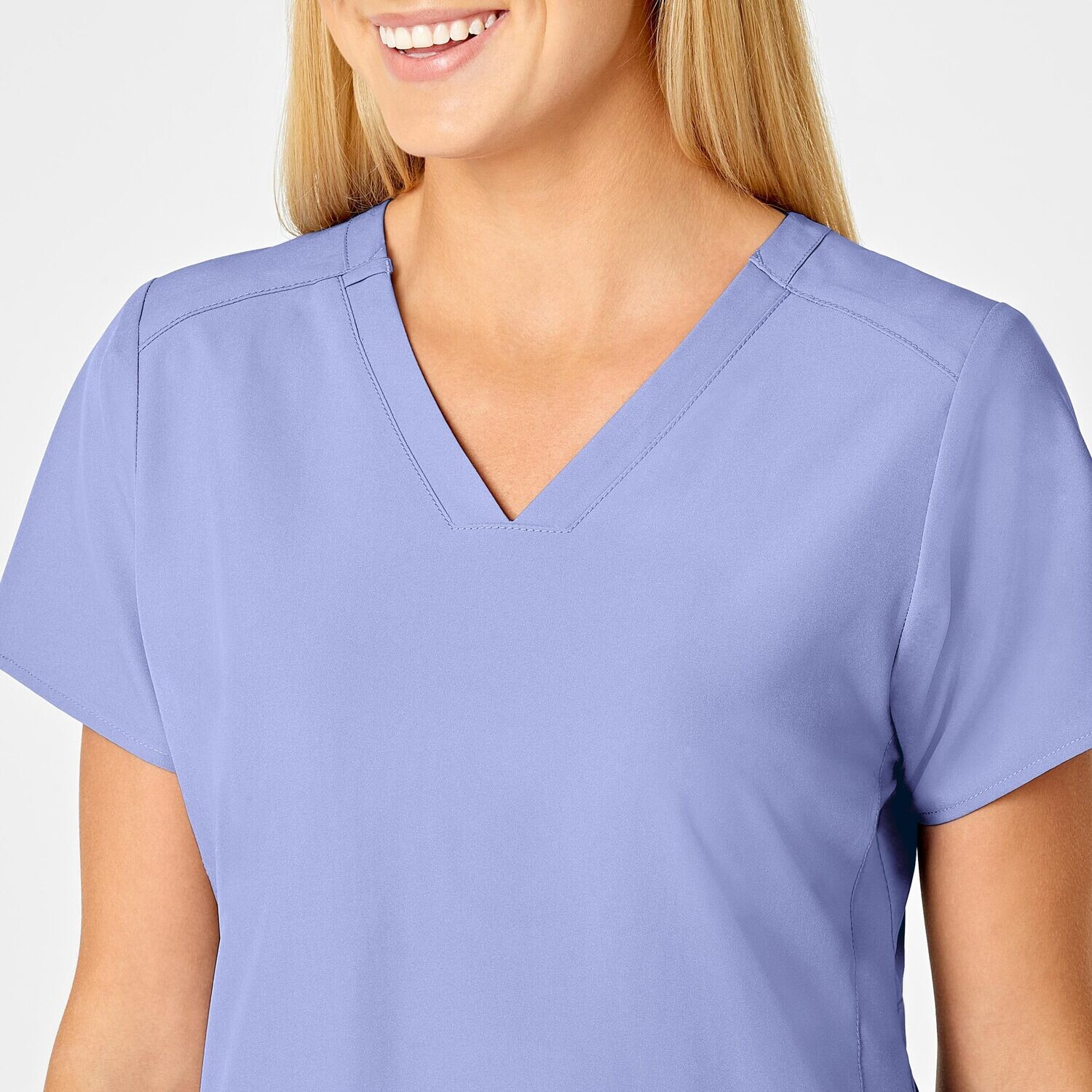 Casacca donna 6555 scollo a V ceil blue