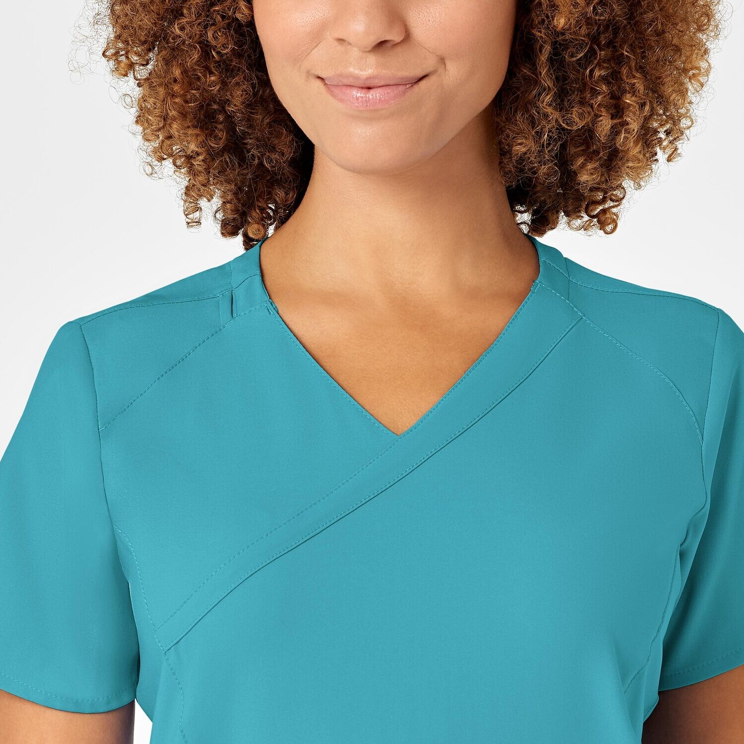 Casacca donna 6455 scollo a Y teal blue