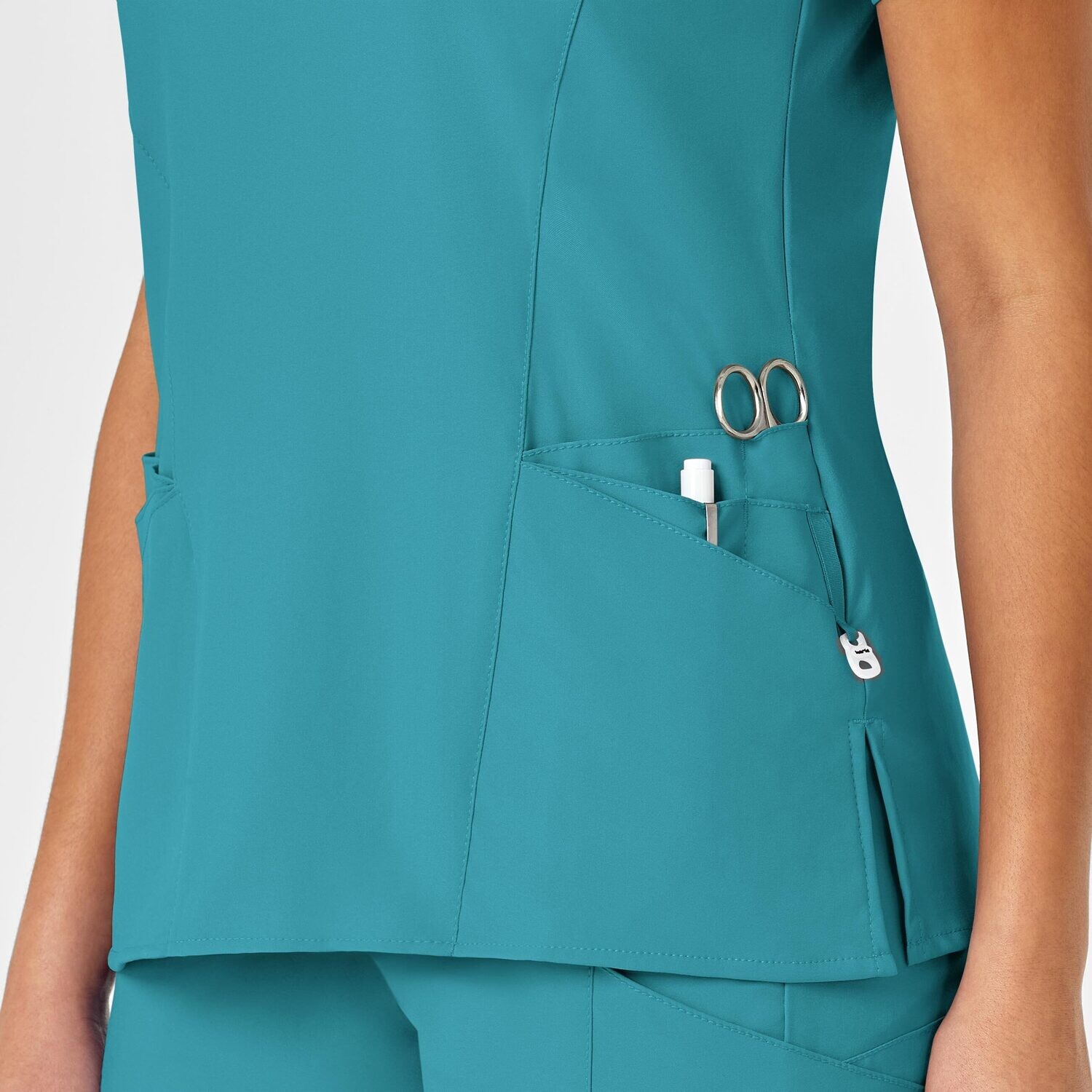 Casacca donna 6455 scollo a Y teal blue