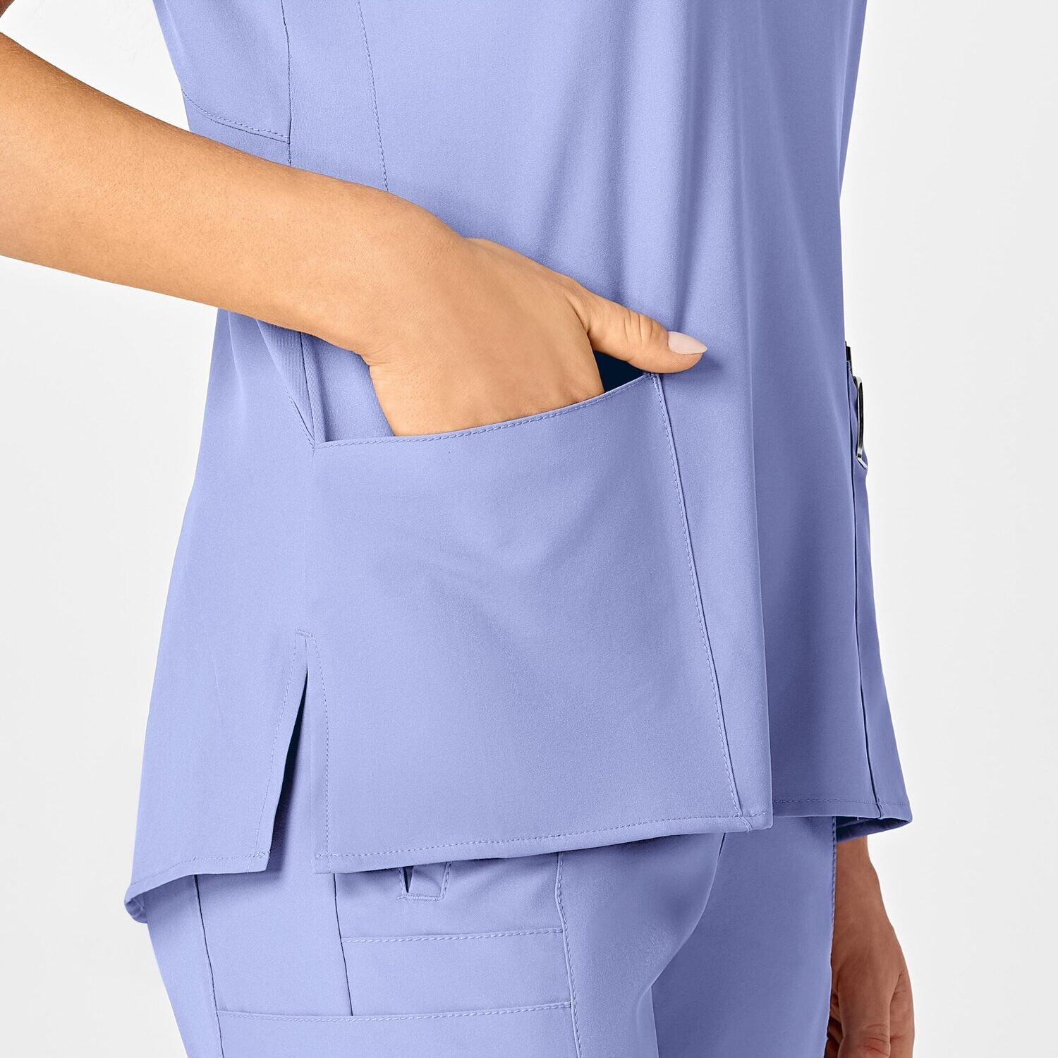Casacca donna 6555 scollo a V ceil blue