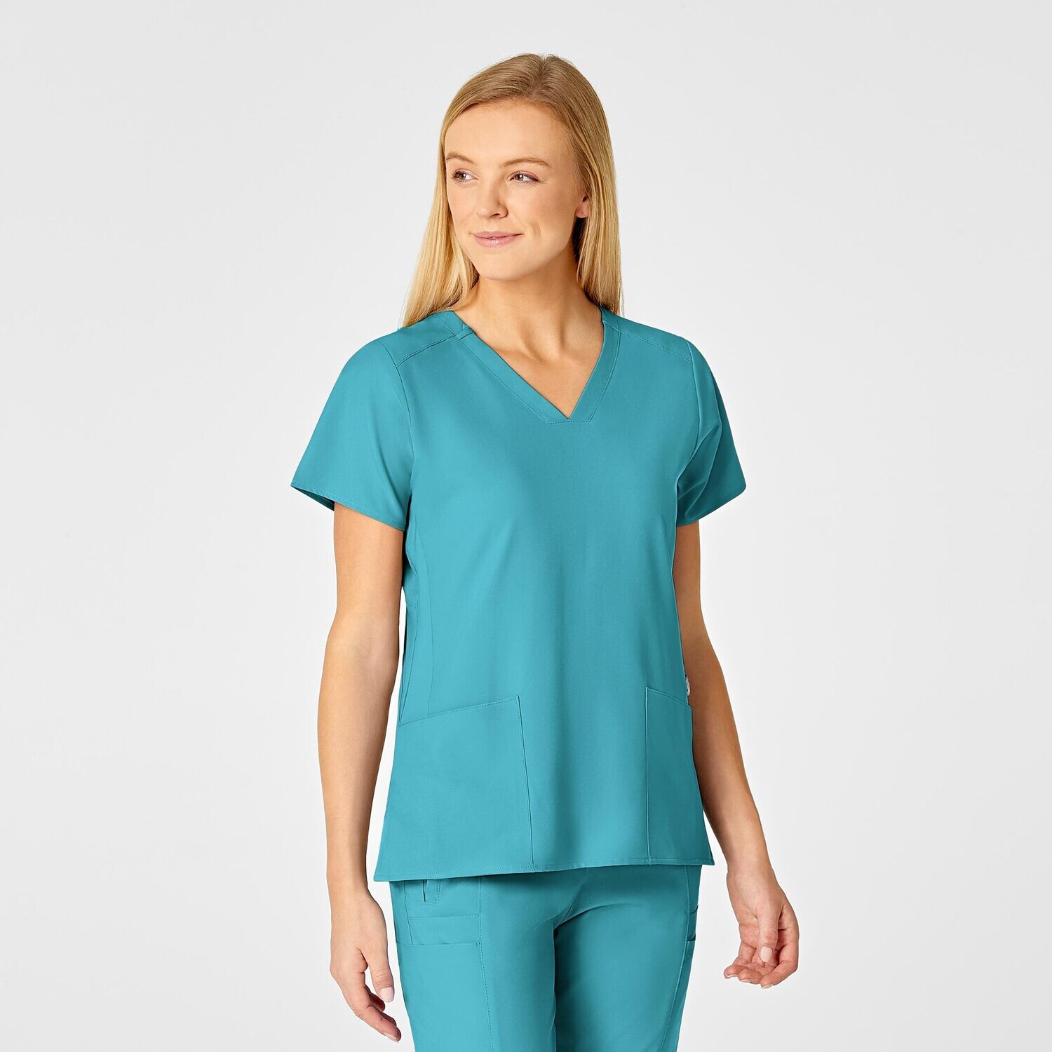 Casacca donna 6555 scollo a V teal blue