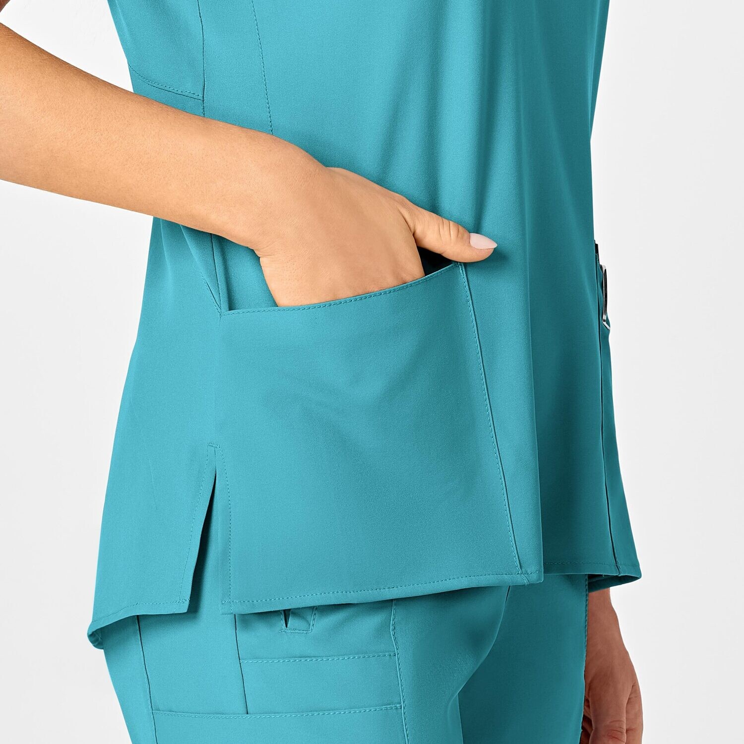 Casacca donna 6555 scollo a V teal blue