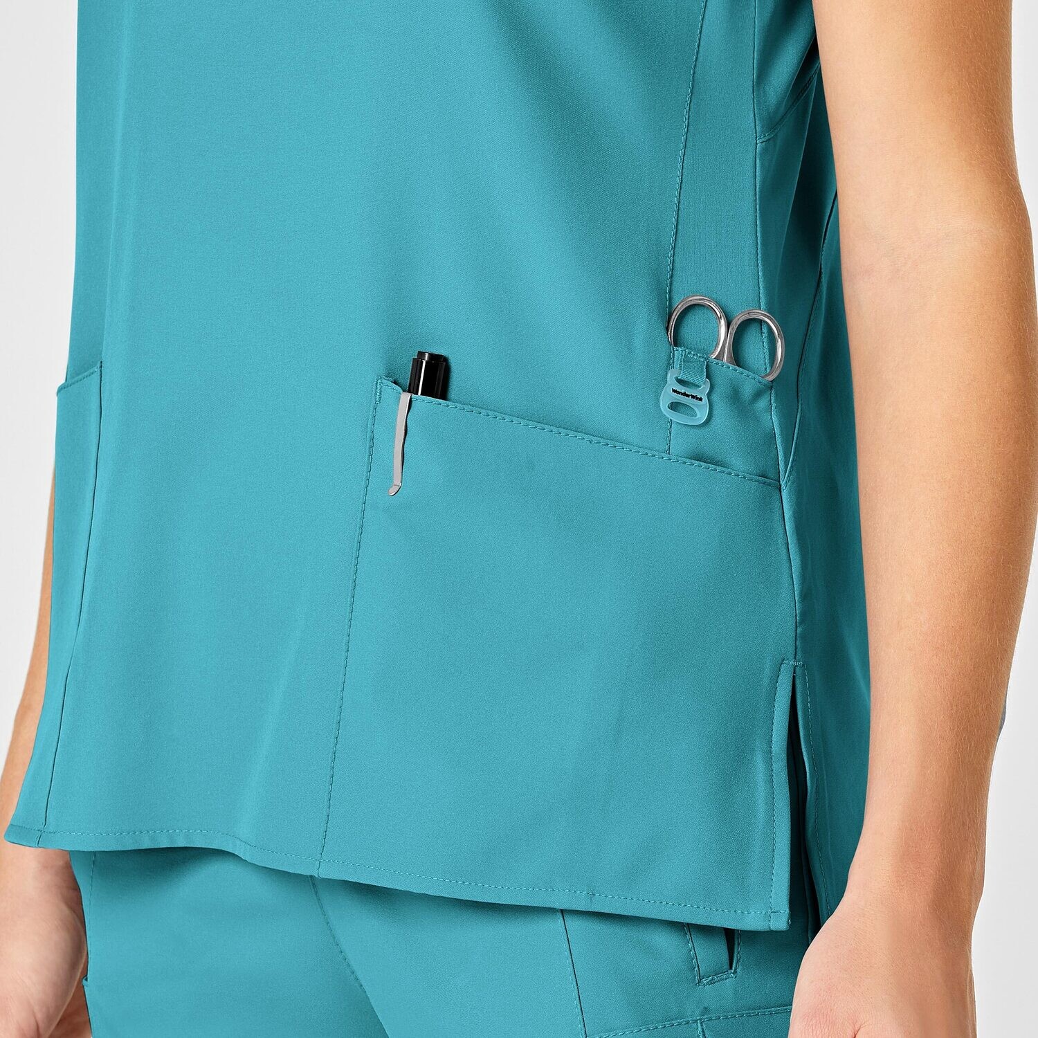 Casacca donna 6555 scollo a V teal blue