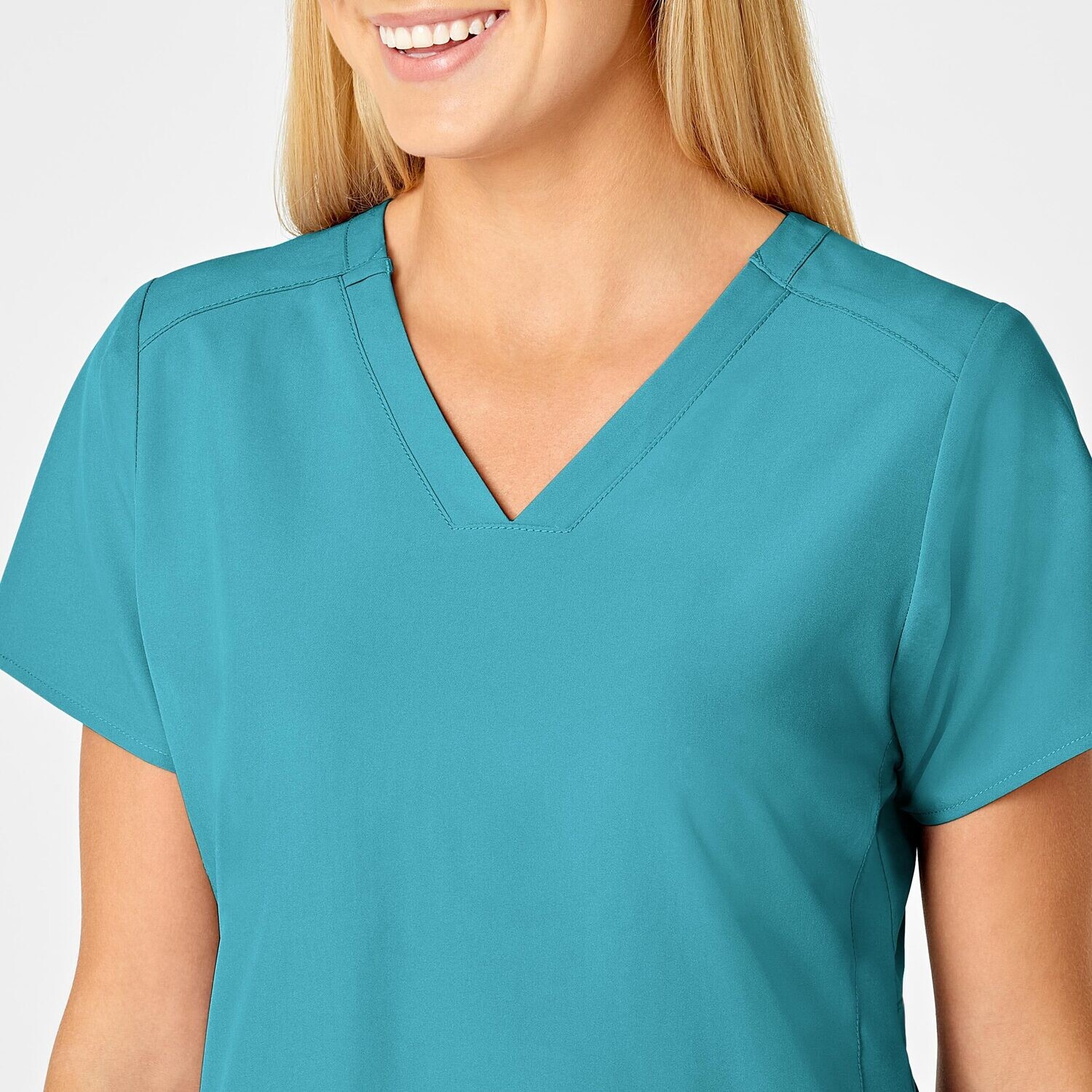 Casacca donna 6555 scollo a V teal blue