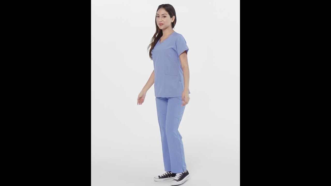 Casacca donna 6755 scollo a Y arrotondato caribbean blue