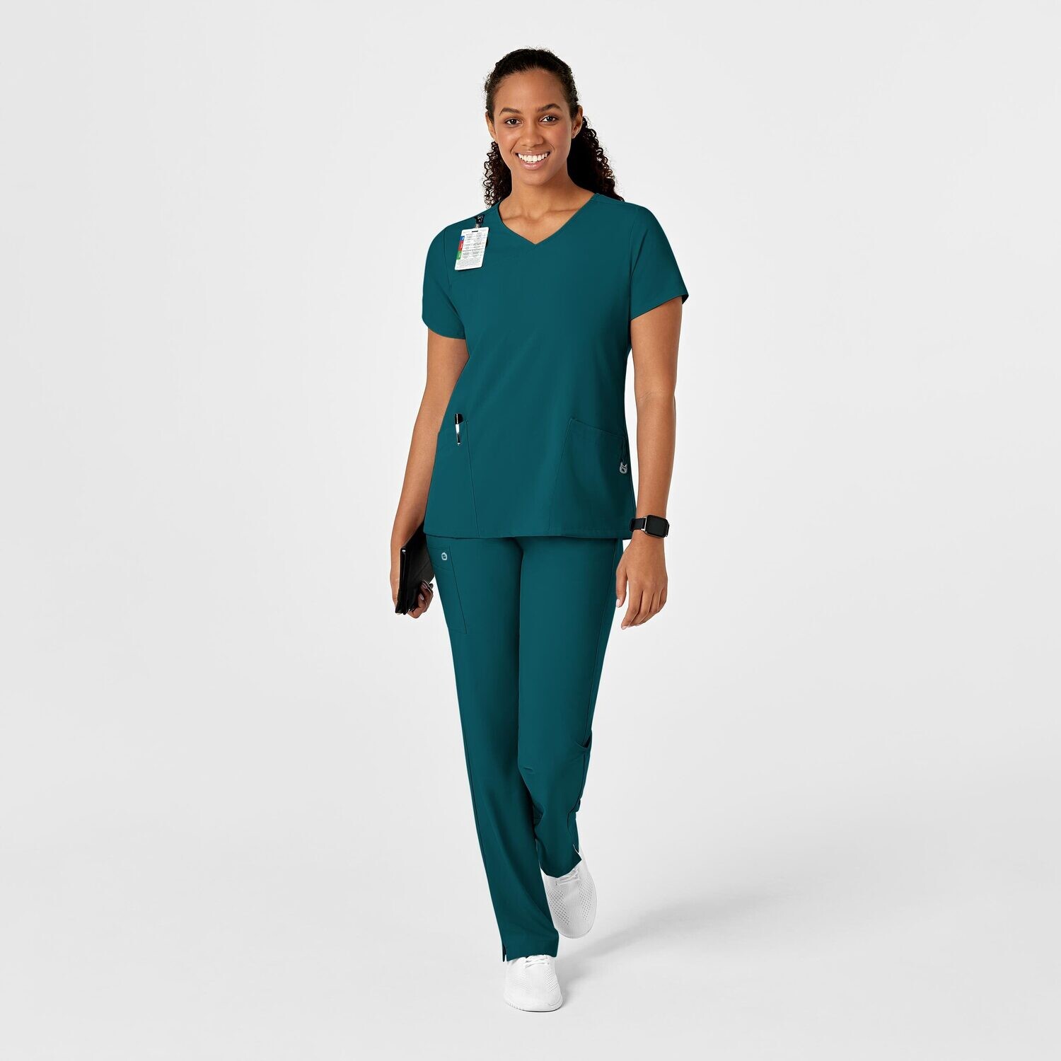 Casacca donna 6755 scollo a Y arrotondato caribbean blue