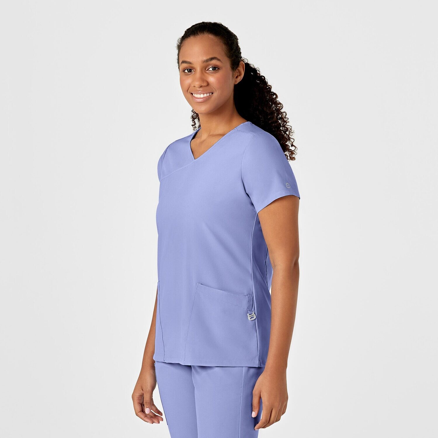 Casacca donna 6755 scollo a Y arrotondato ceil blue