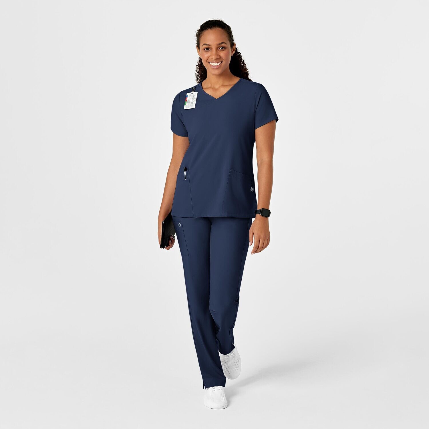 Casacca donna 6755 scollo a Y arrotondato navy blue