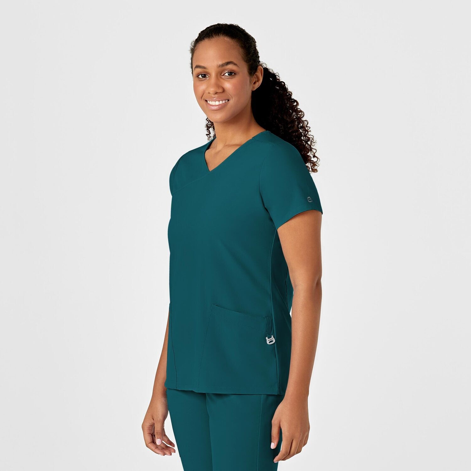 Casacca donna 6755 scollo a Y arrotondato caribbean blue