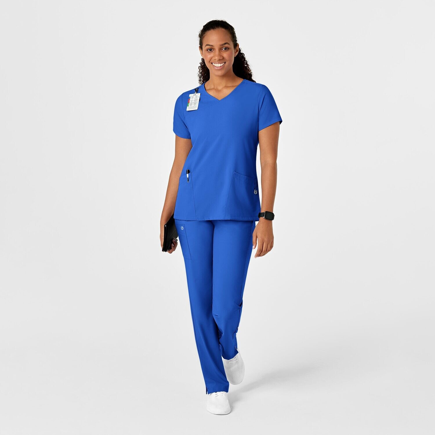 Casacca donna 6755 scollo a Y arrotondato royal blue