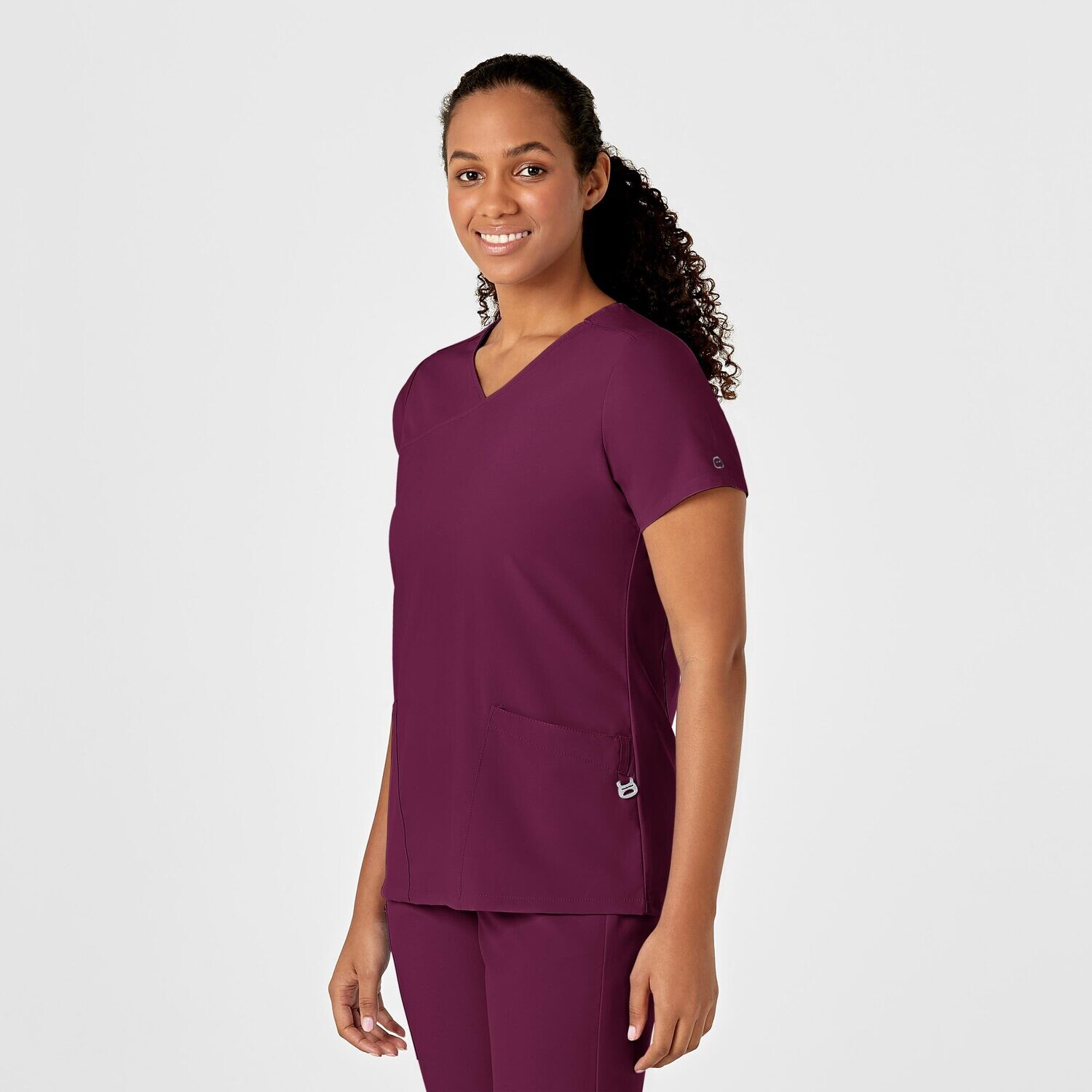 Casacca donna 6755 scollo a Y arrotondato wine