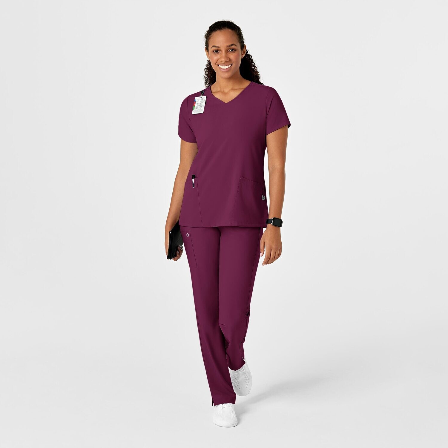 Casacca donna 6755 scollo a Y arrotondato wine