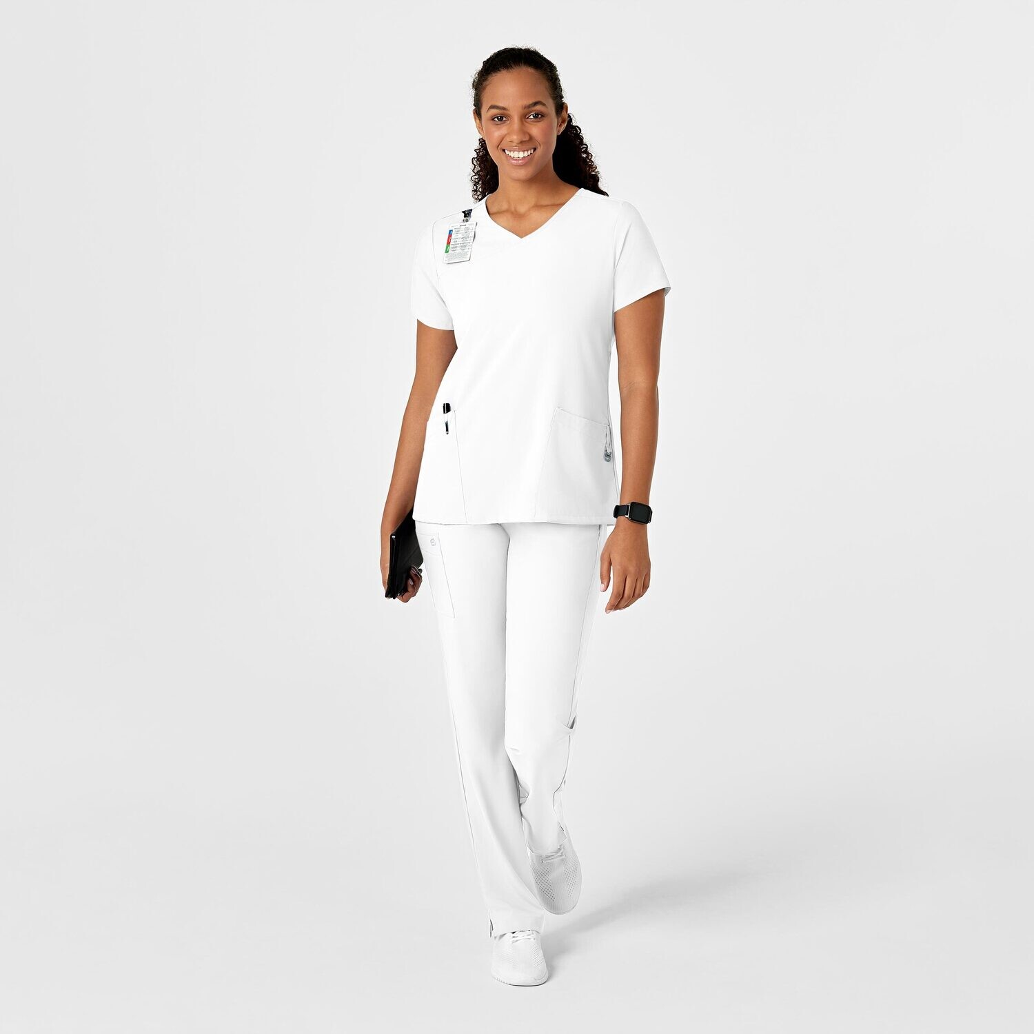 Casacca donna 6755 scollo a Y arrotondato white
