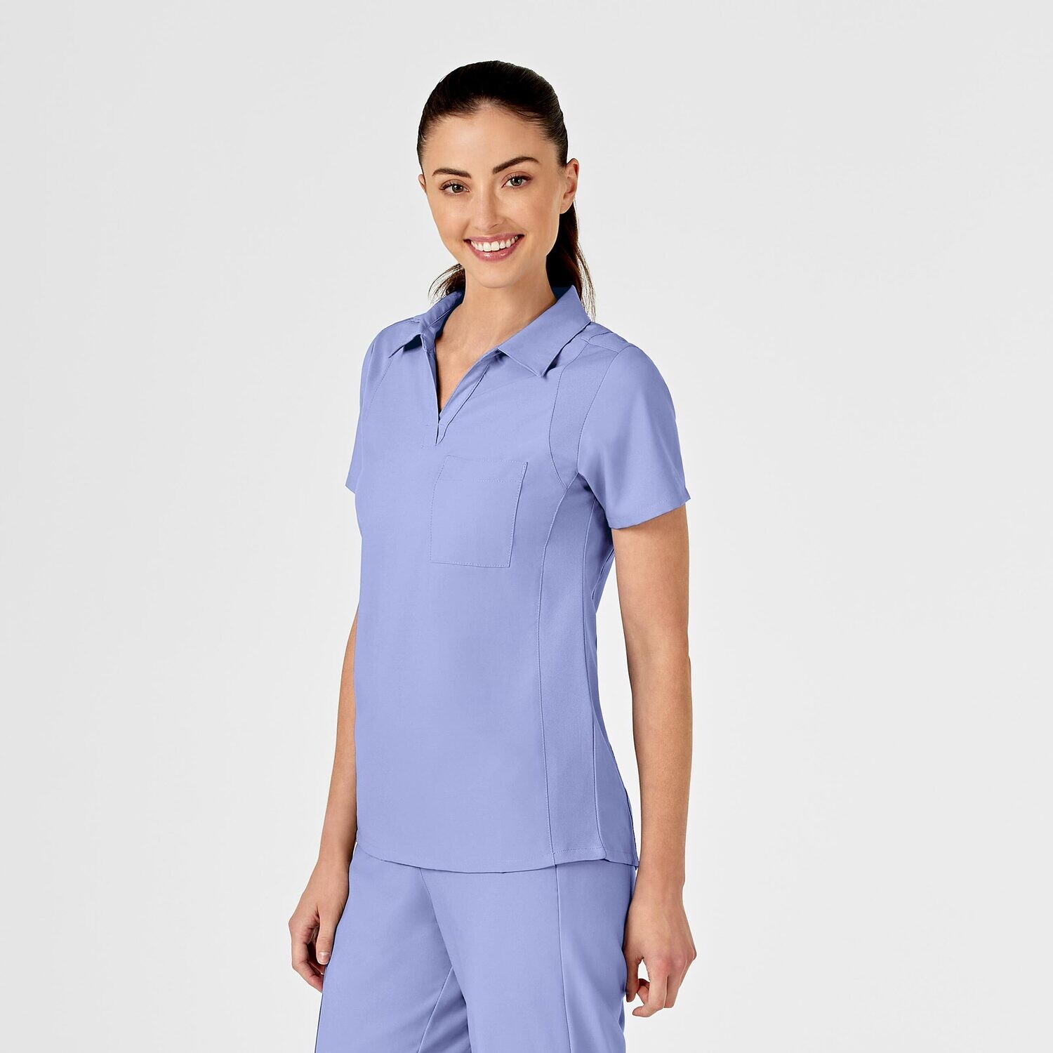 Casacca donna 6955 scollo a V polo ceil blue