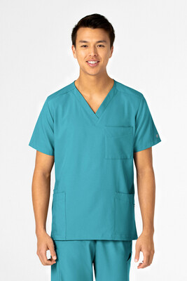 Casacca unisex 6855 scollo a V teal blue