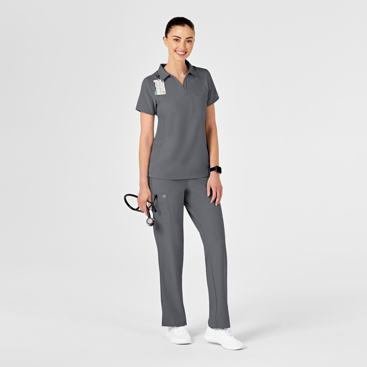 Casacca donna 6955 scollo a V polo pewter