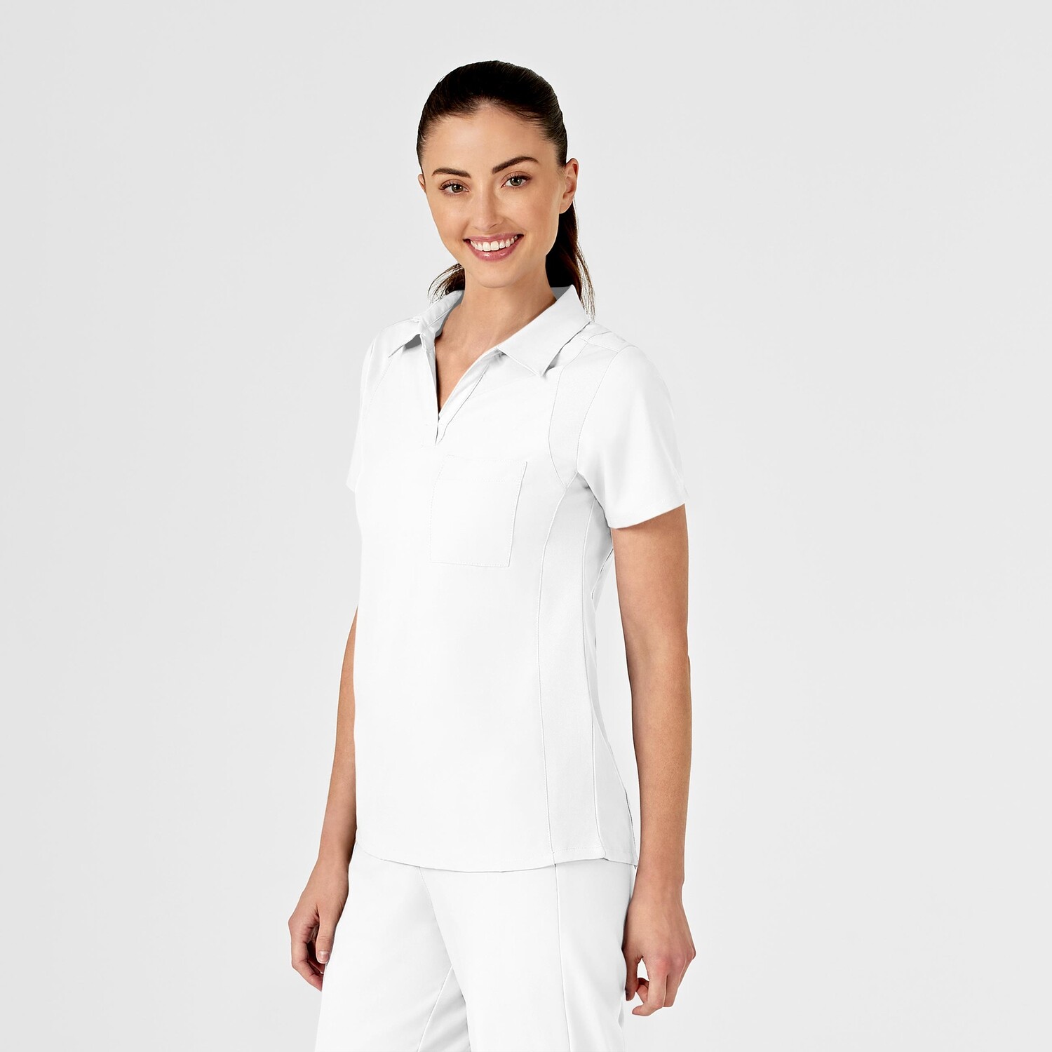 Casacca donna 6955 scollo a V polo white