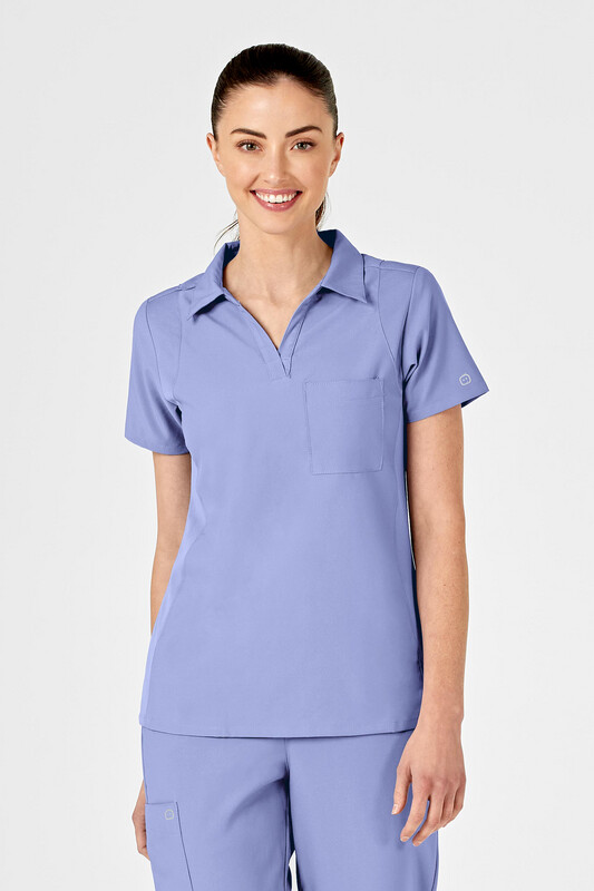 Casacca donna 6955 scollo a V polo ceil blue