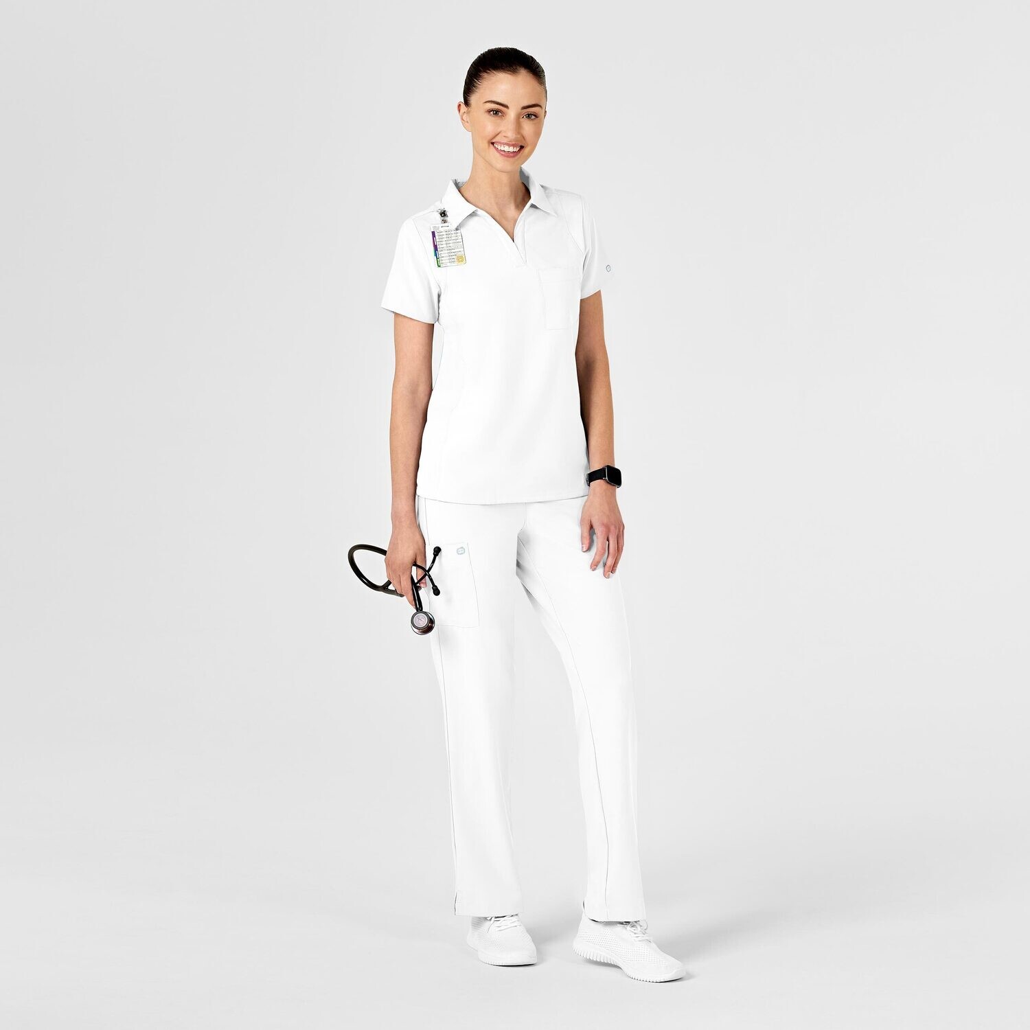 Casacca donna 6955 scollo a V polo white