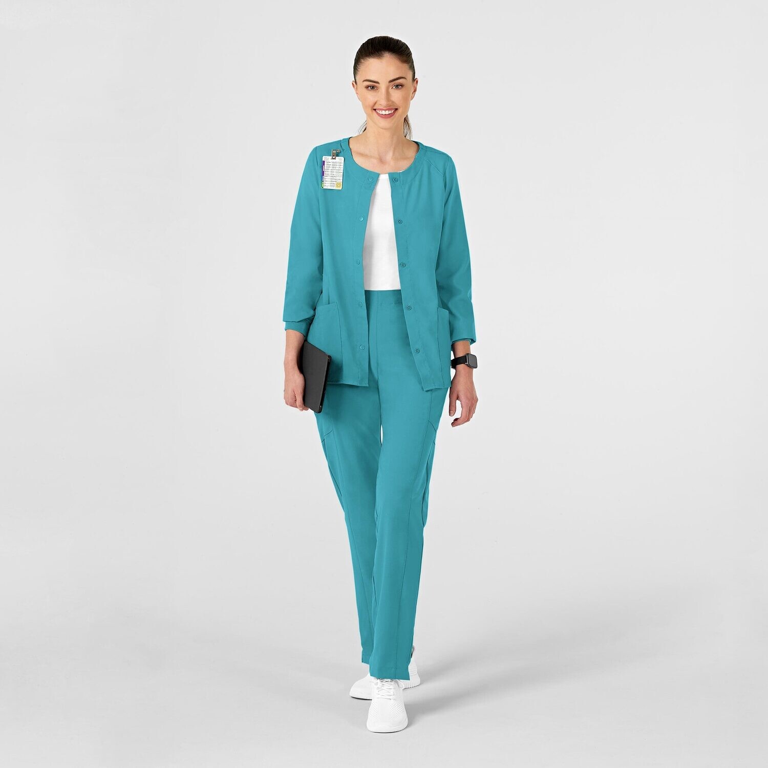 Casacca donna 8155 girocollo manica lunga teal blue
