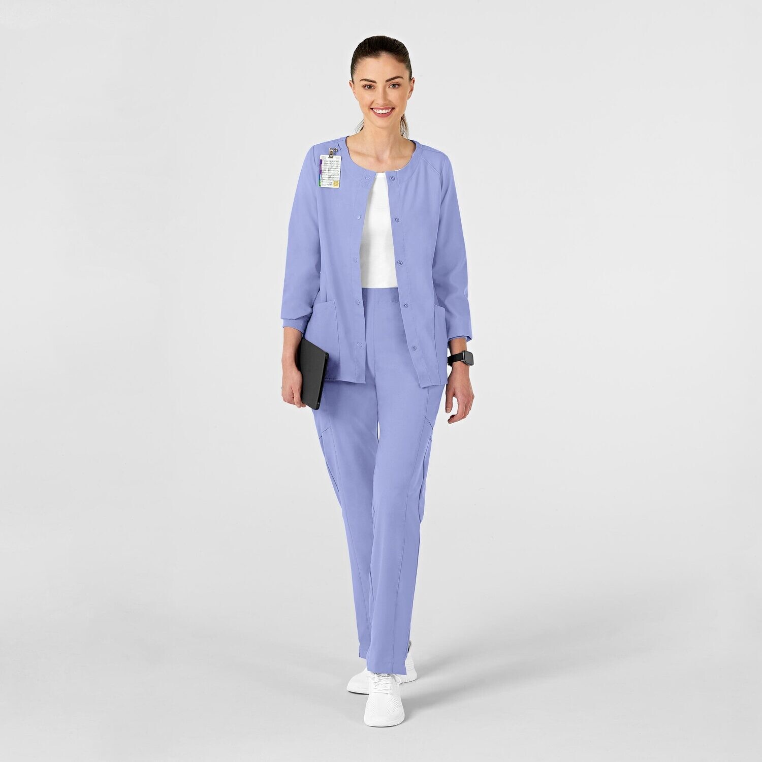 Casacca donna 8155 girocollo manica lunga ceil blue