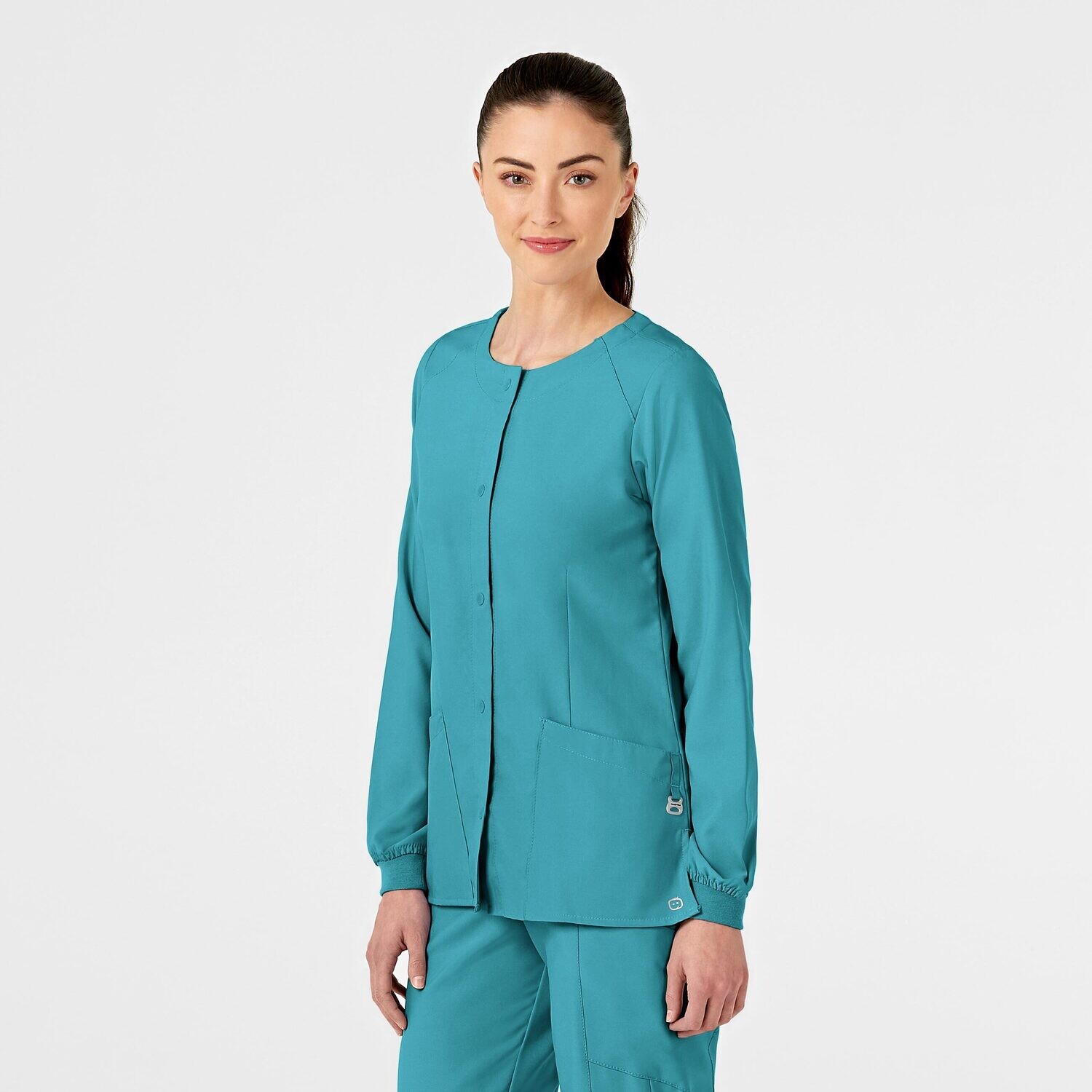 Casacca donna 8155 girocollo manica lunga teal blue