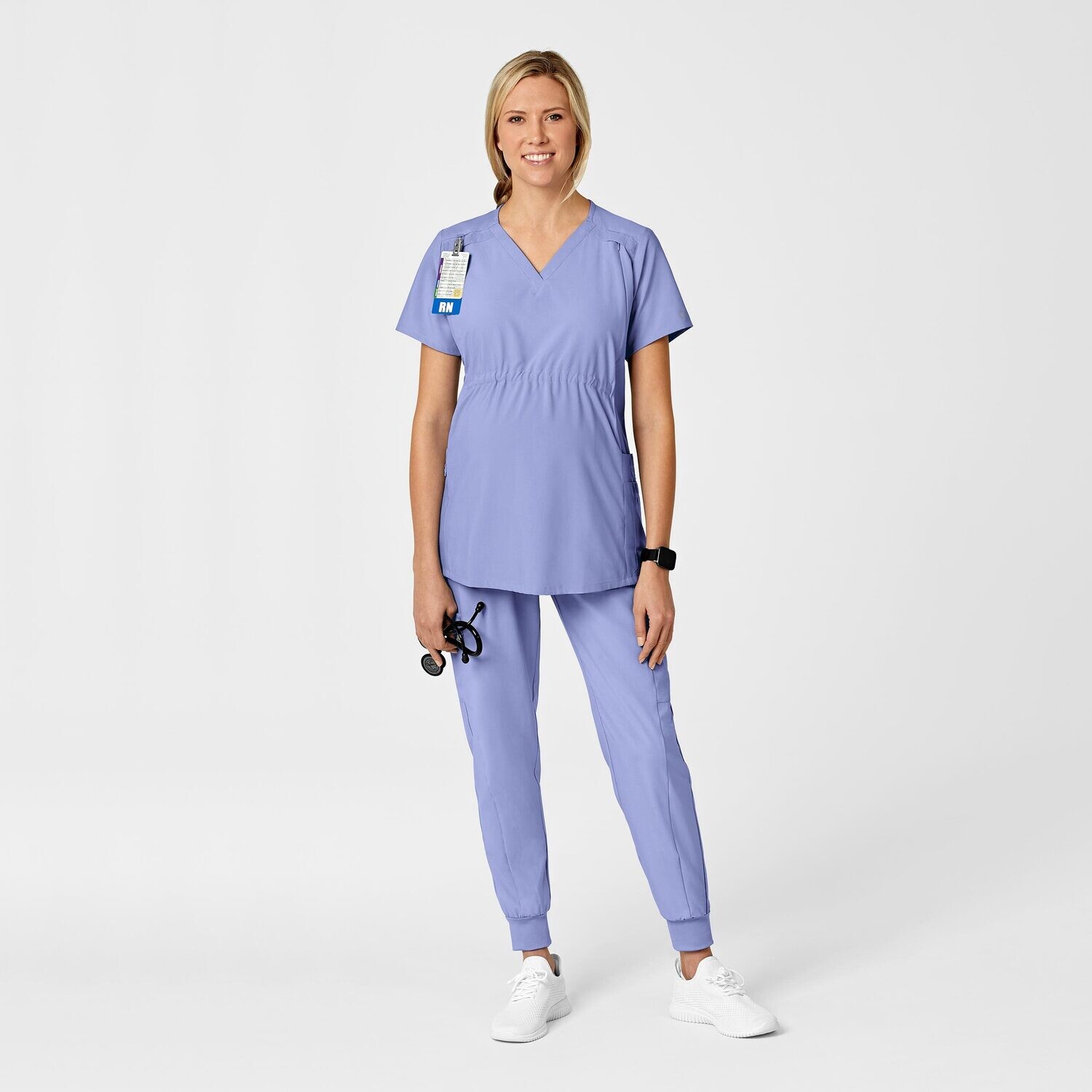 Casacca donna 4555 scollo a V maternity ceil blue