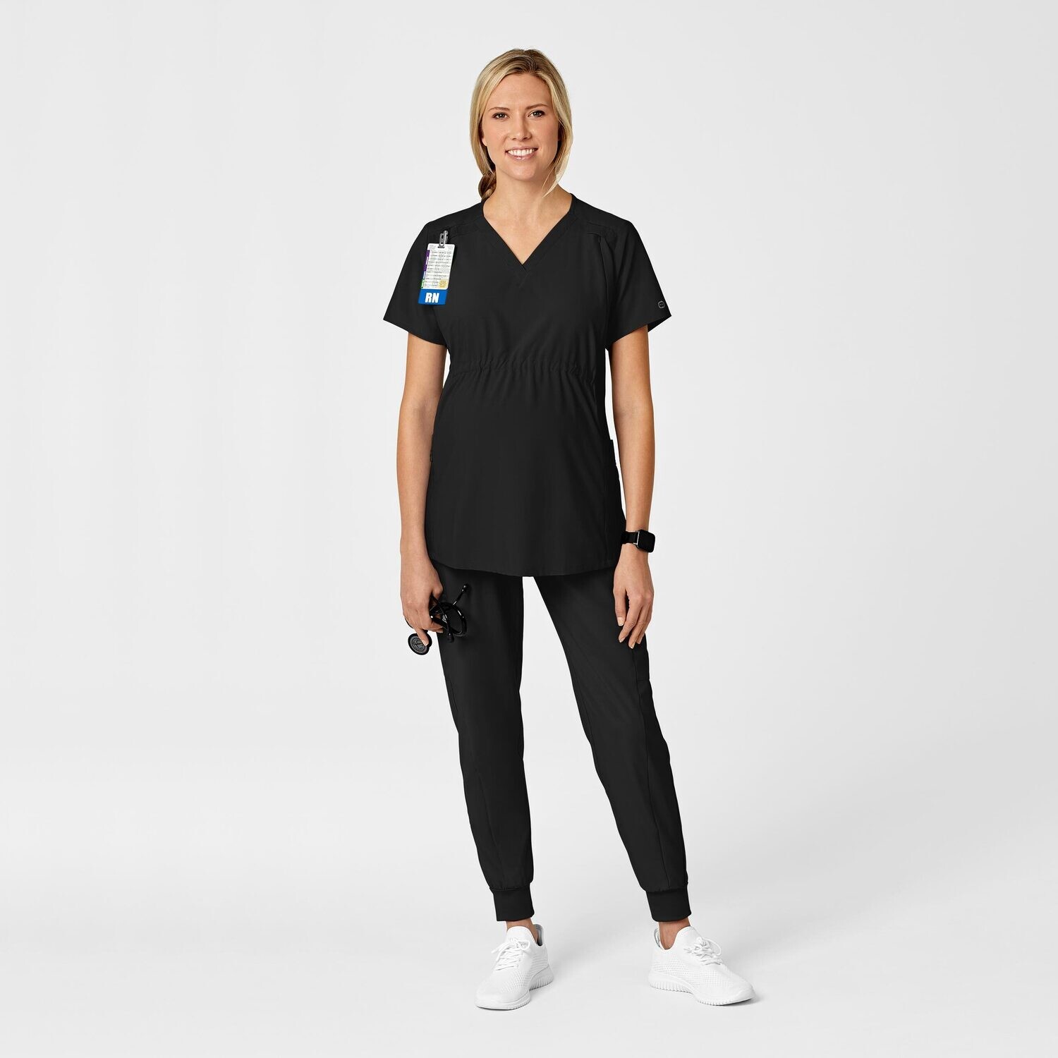 Casacca donna 4555 scollo a V maternity black
