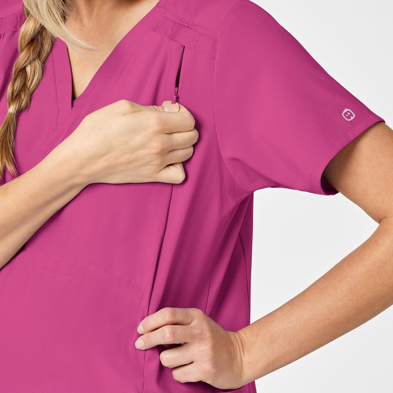 Casacca donna 4555 scollo a V maternity hot pink