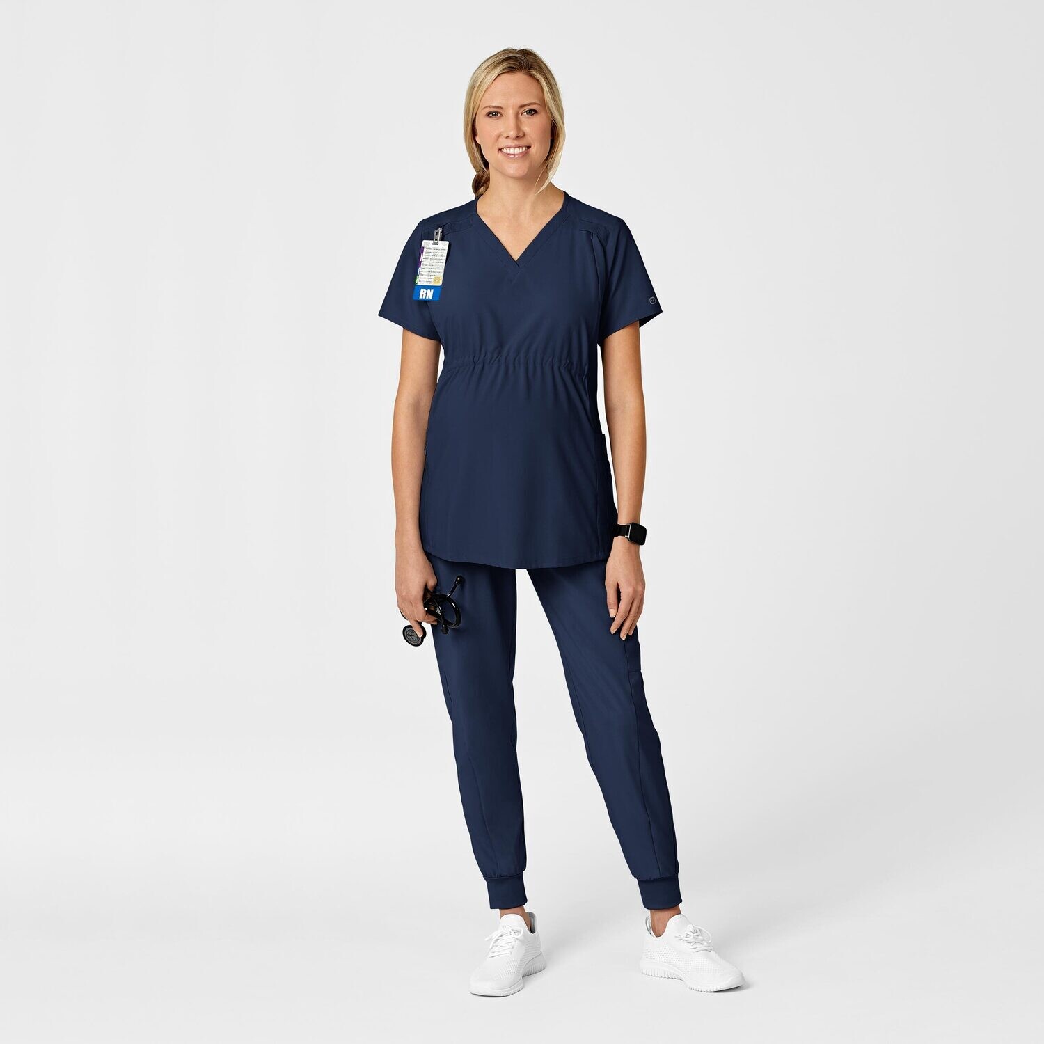 Casacca donna 4555 scollo a V maternity navy blue