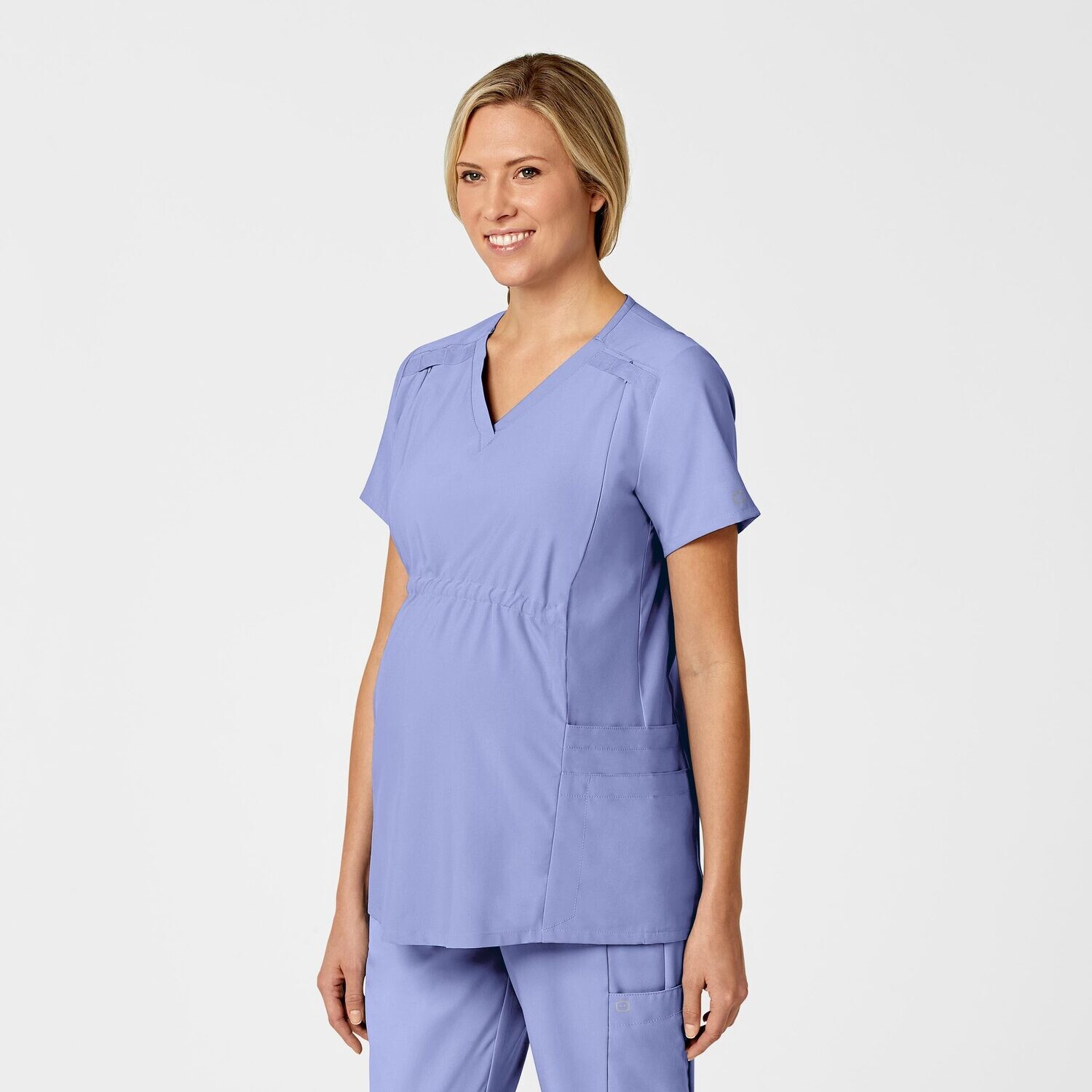 Casacca donna 4555 scollo a V maternity ceil blue