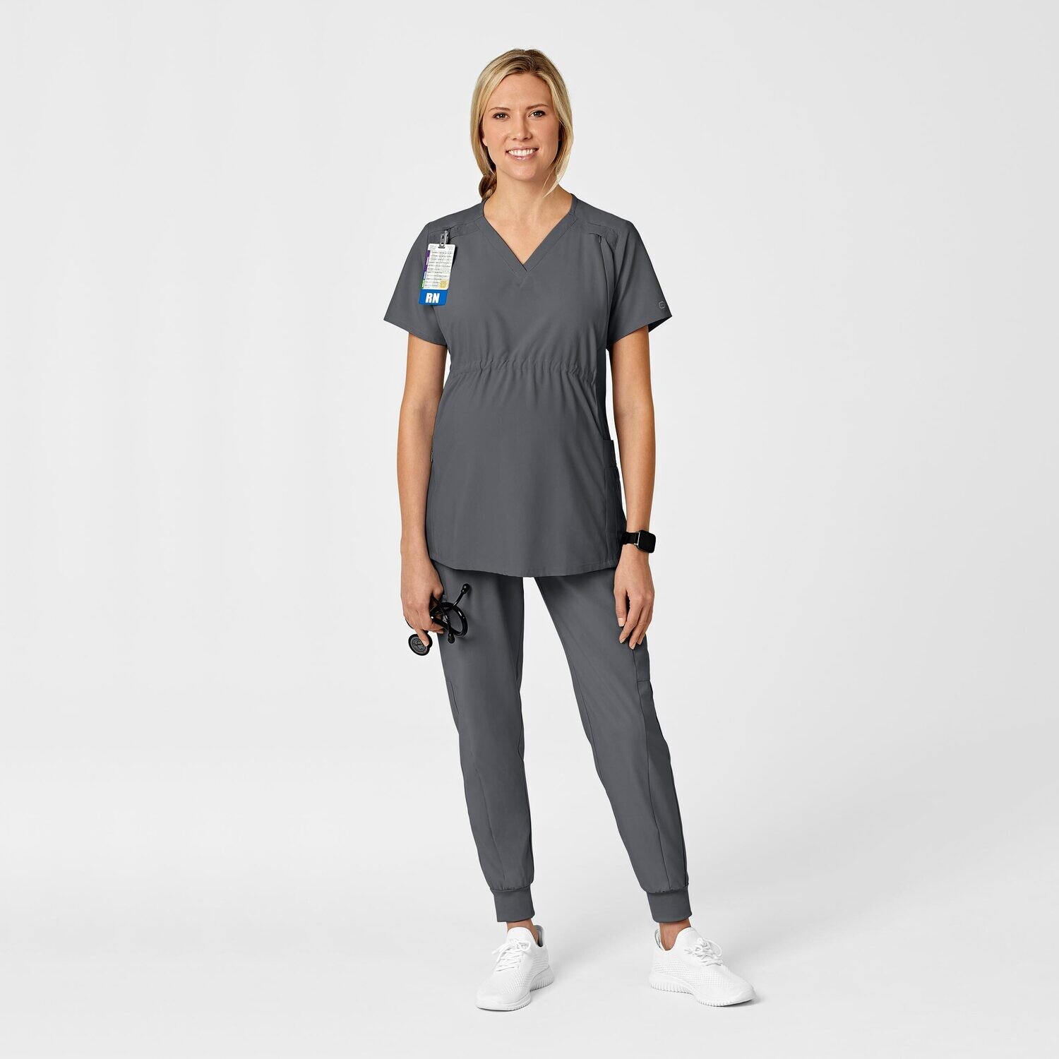 Casacca donna 4555 scollo a V maternity pewter