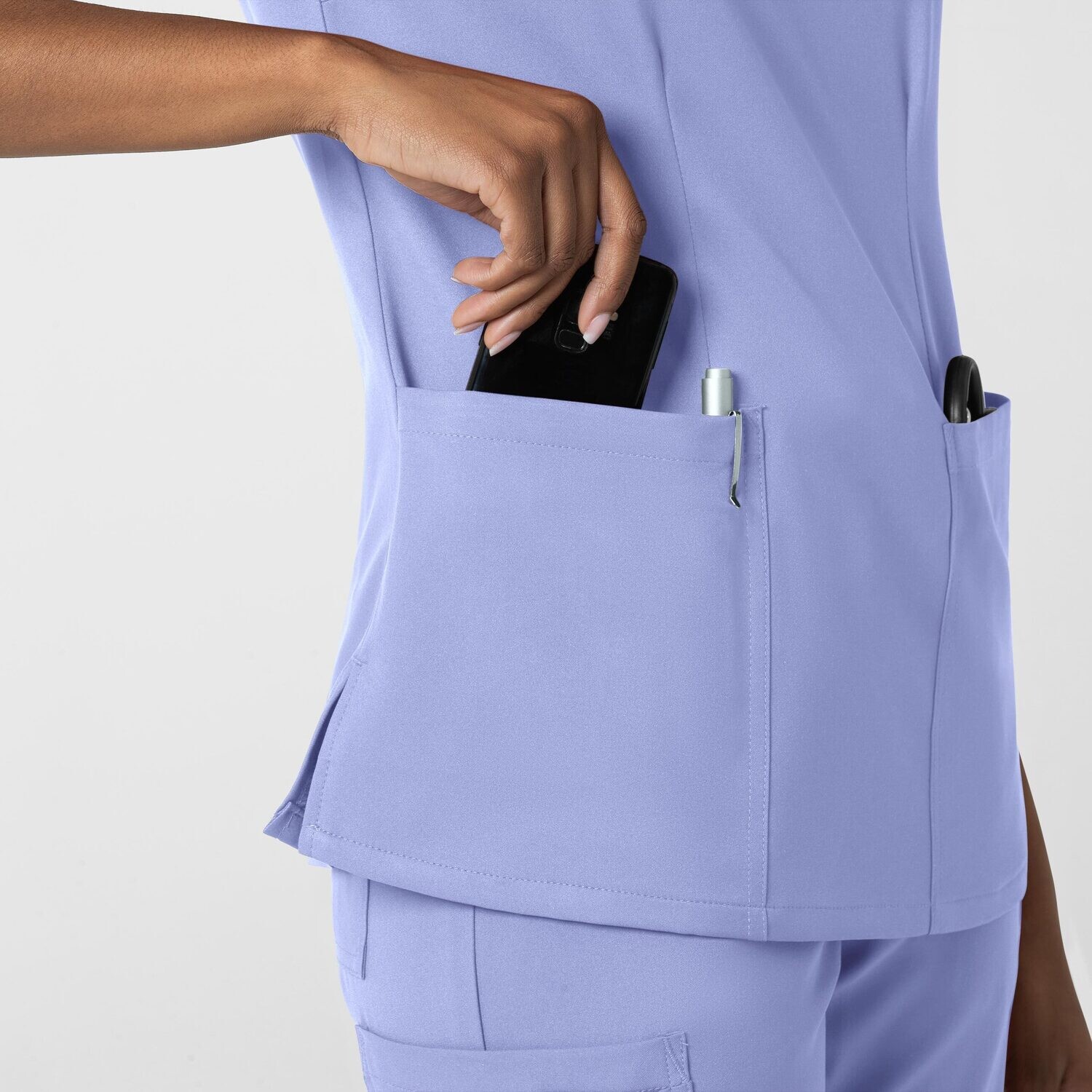 Casacca donna 6122 scollo a V ceil blue