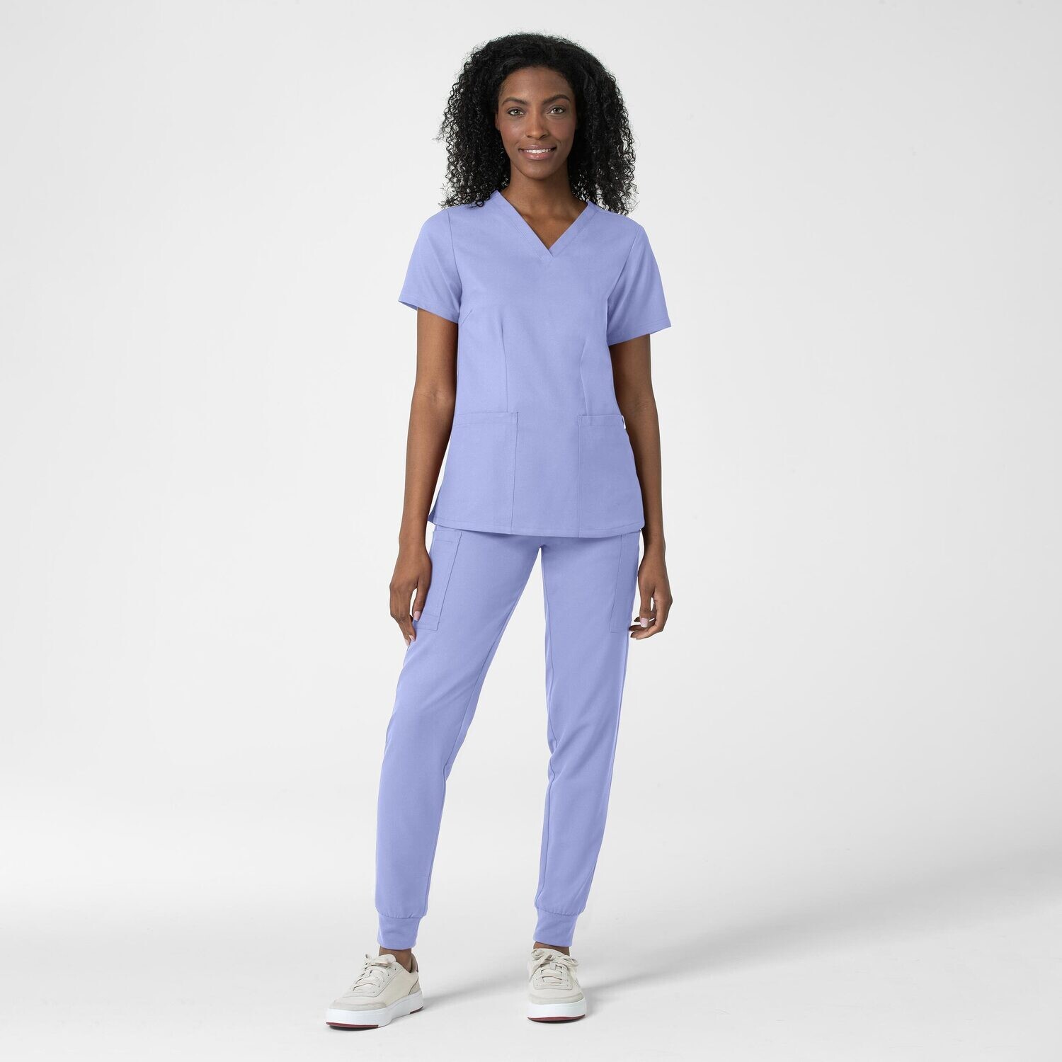 Casacca donna 6122 scollo a V ceil blue