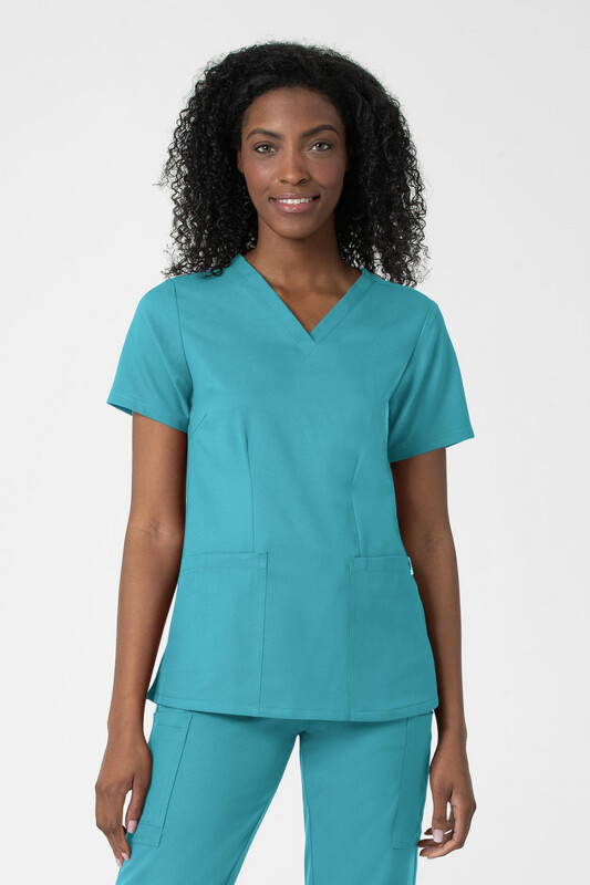 Casacca donna 6122 scollo a V teal blue