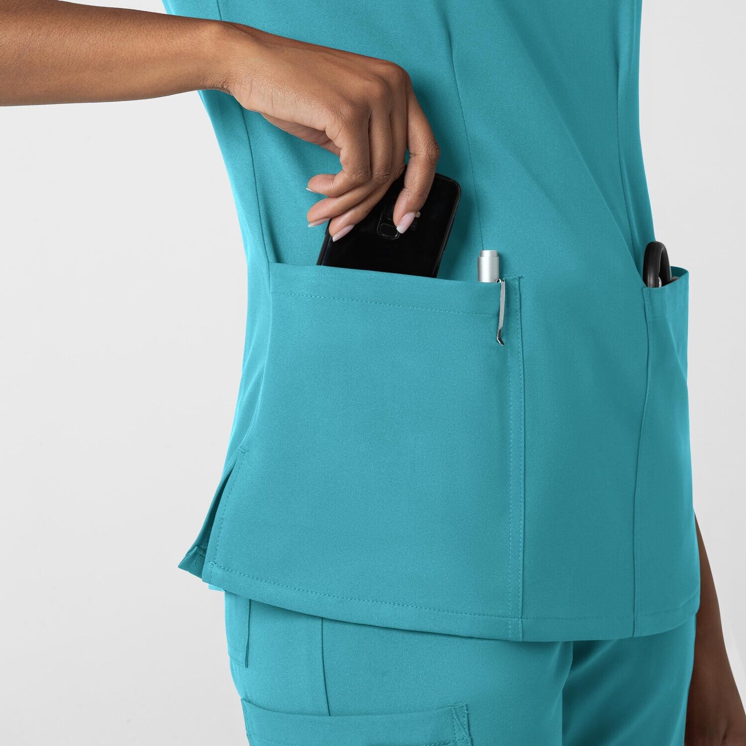 Casacca donna 6122 scollo a V teal blue
