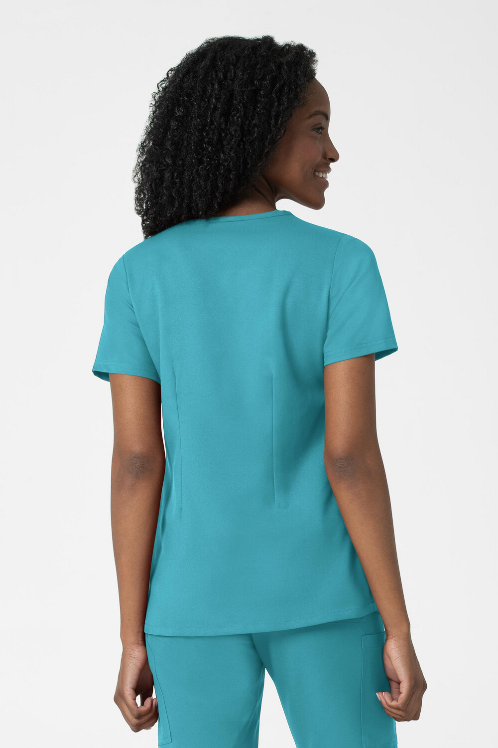 Casacca donna 6122 scollo a V teal blue