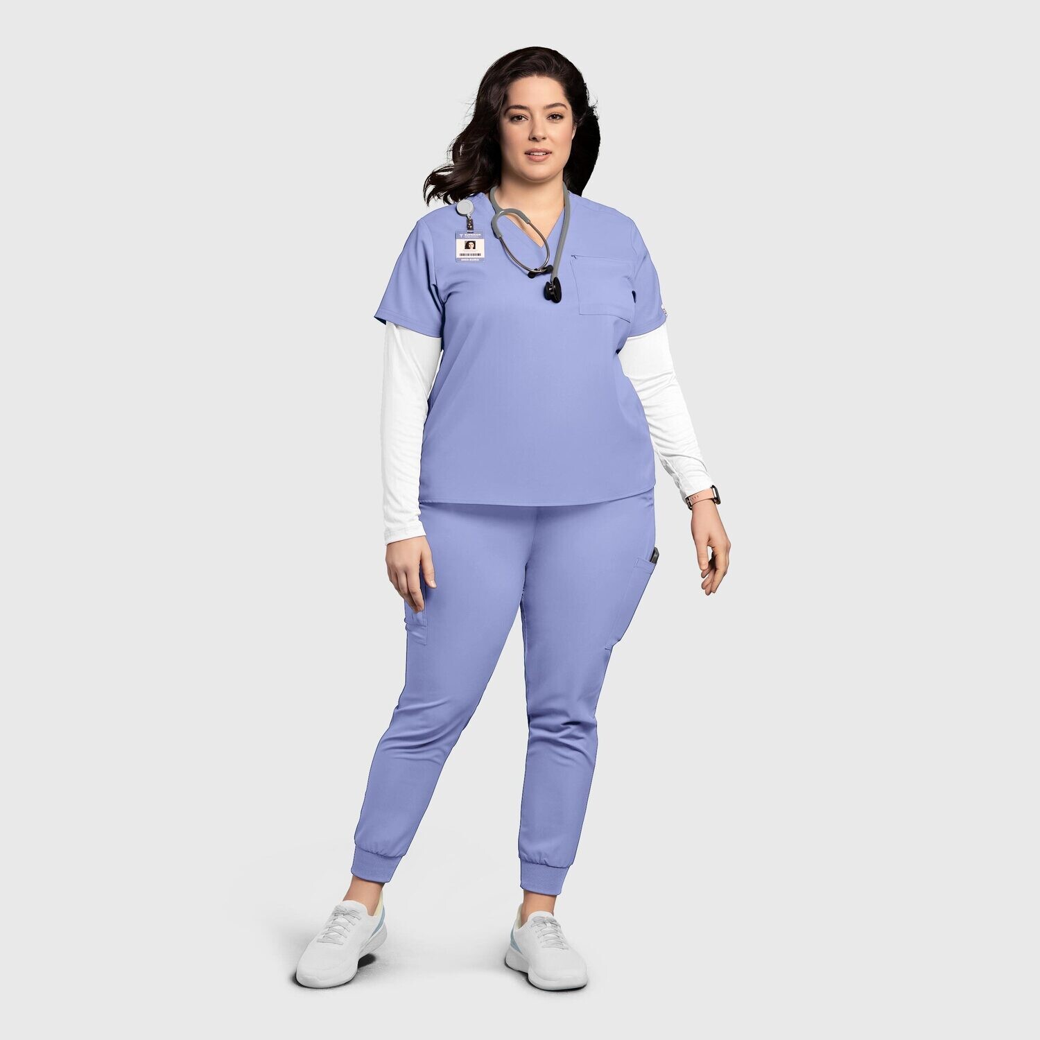 Casacca donna 6222 scollo a V ceil blue